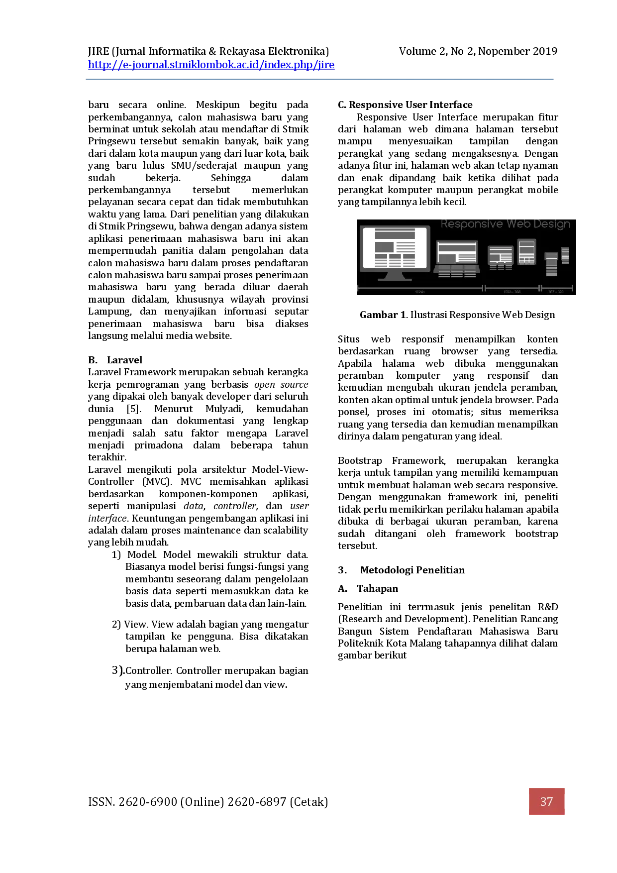 JURIS Implementasi Framework Laravel Dalam Sistem Pendaftaran Mahasiswa Baru Politeknik Kota Malang