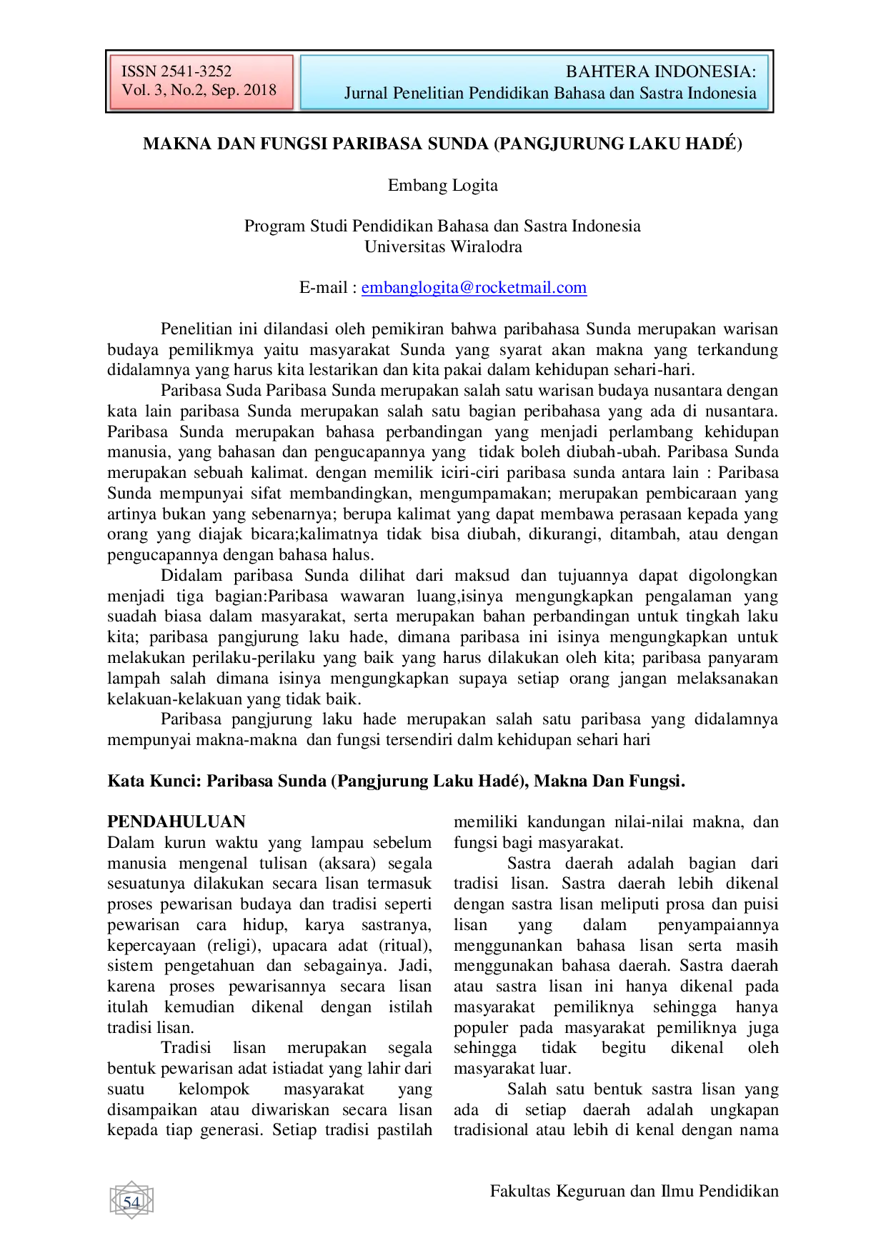 JURIS Makna dan Fungsi Paribasa Sunda Pangjurung Laku Had
