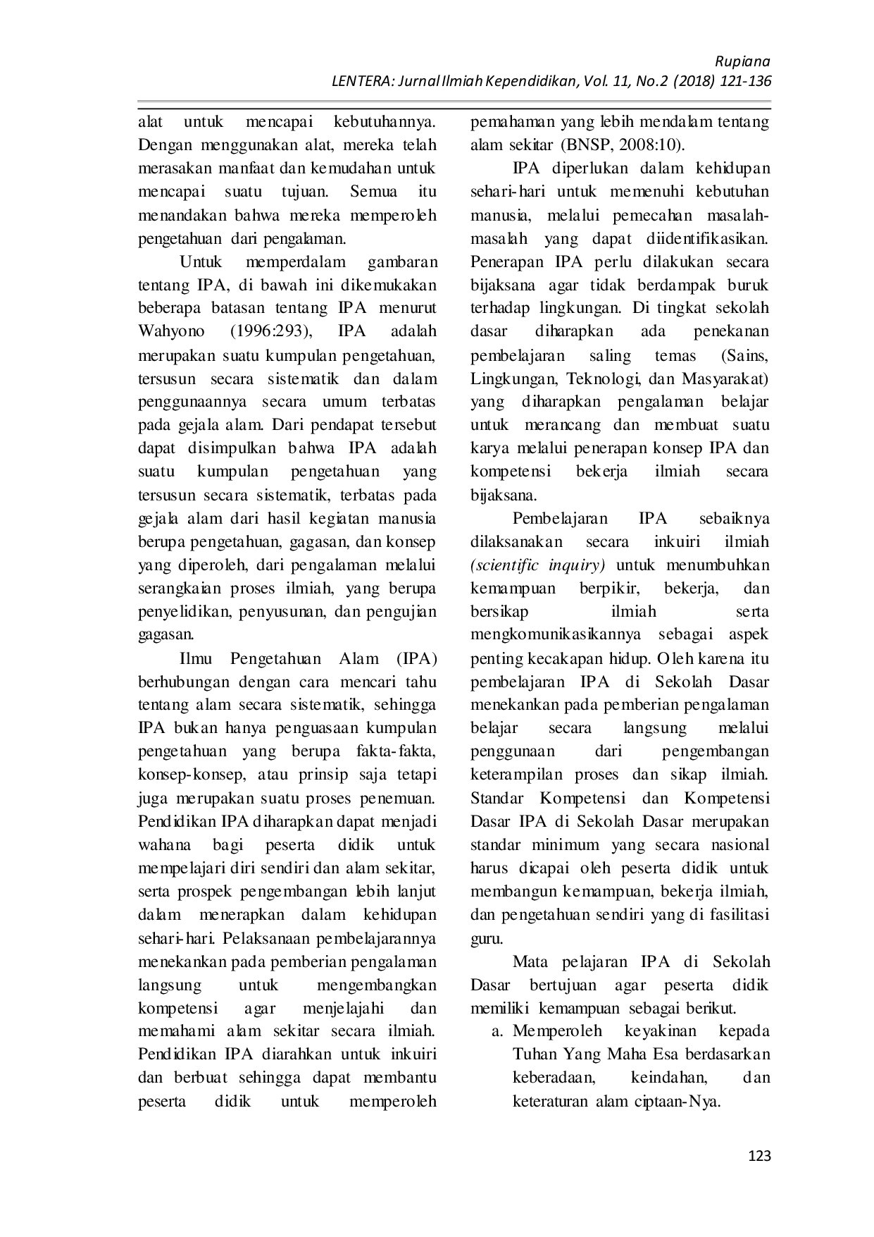 JURIS Upaya Meningkatkan Hasil Belajar IPA Melalui Pembelajaran Kooperatif Tipe STAD pada Siswa Kelas V SDN 1 Sukarame