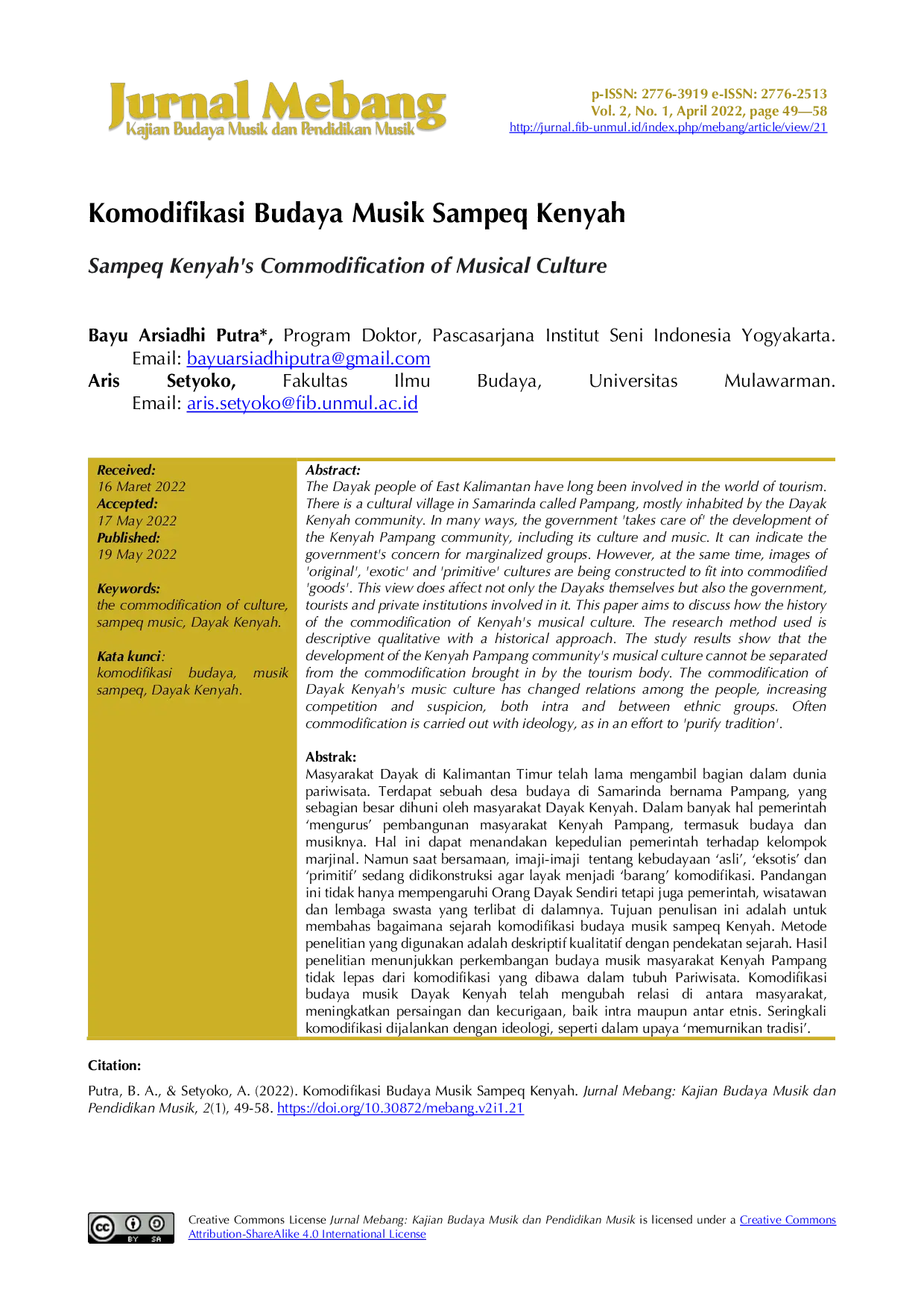 JURIS Komodifikasi Budaya Musik Sampeq Kenyah