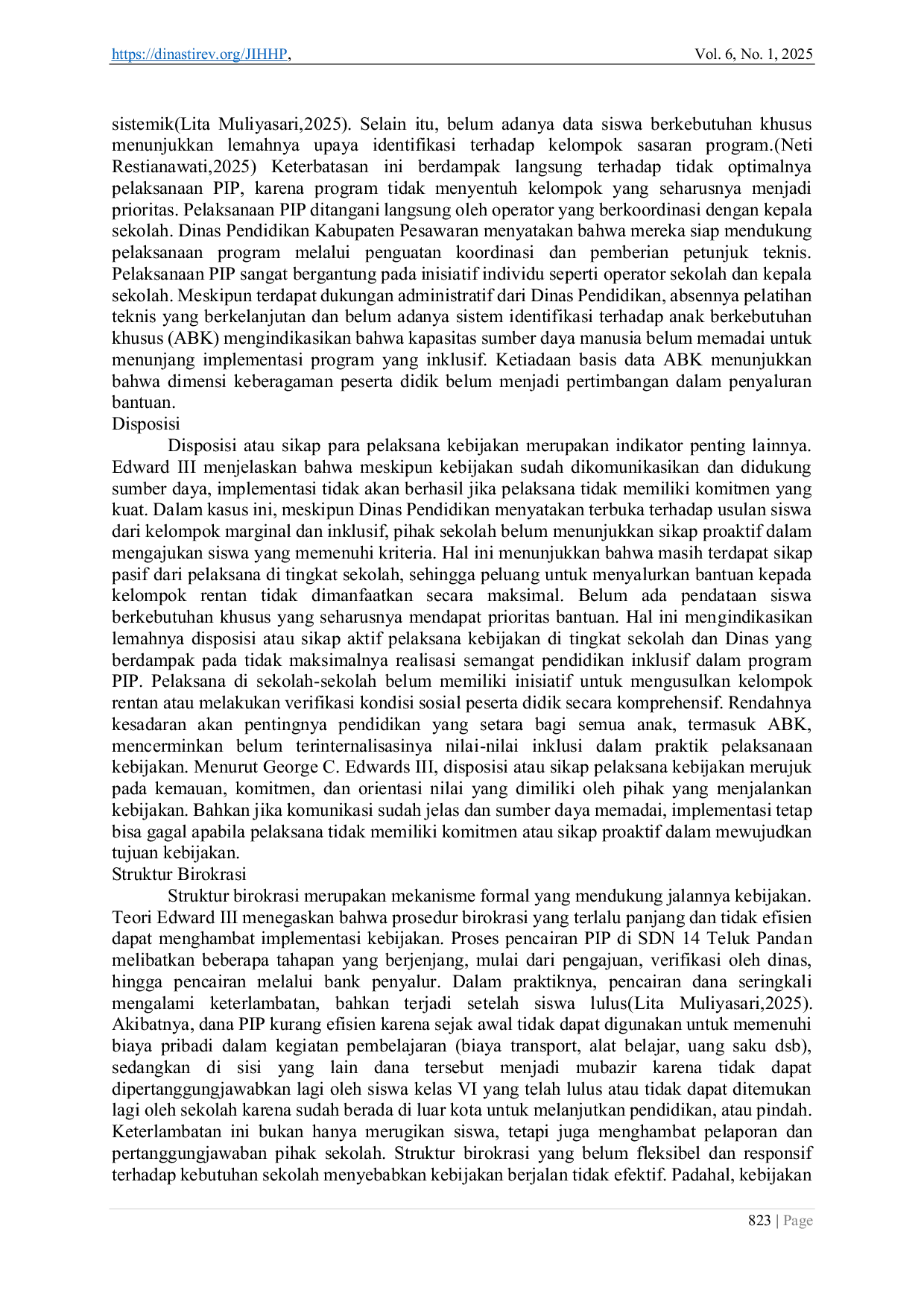 JURIS Implementasi Program Indonesia Pintar di SDN 14 Teluk Pandan dalam Mewujudkan Pendidikan Inklusif di Desa Sukajaya Lempasing