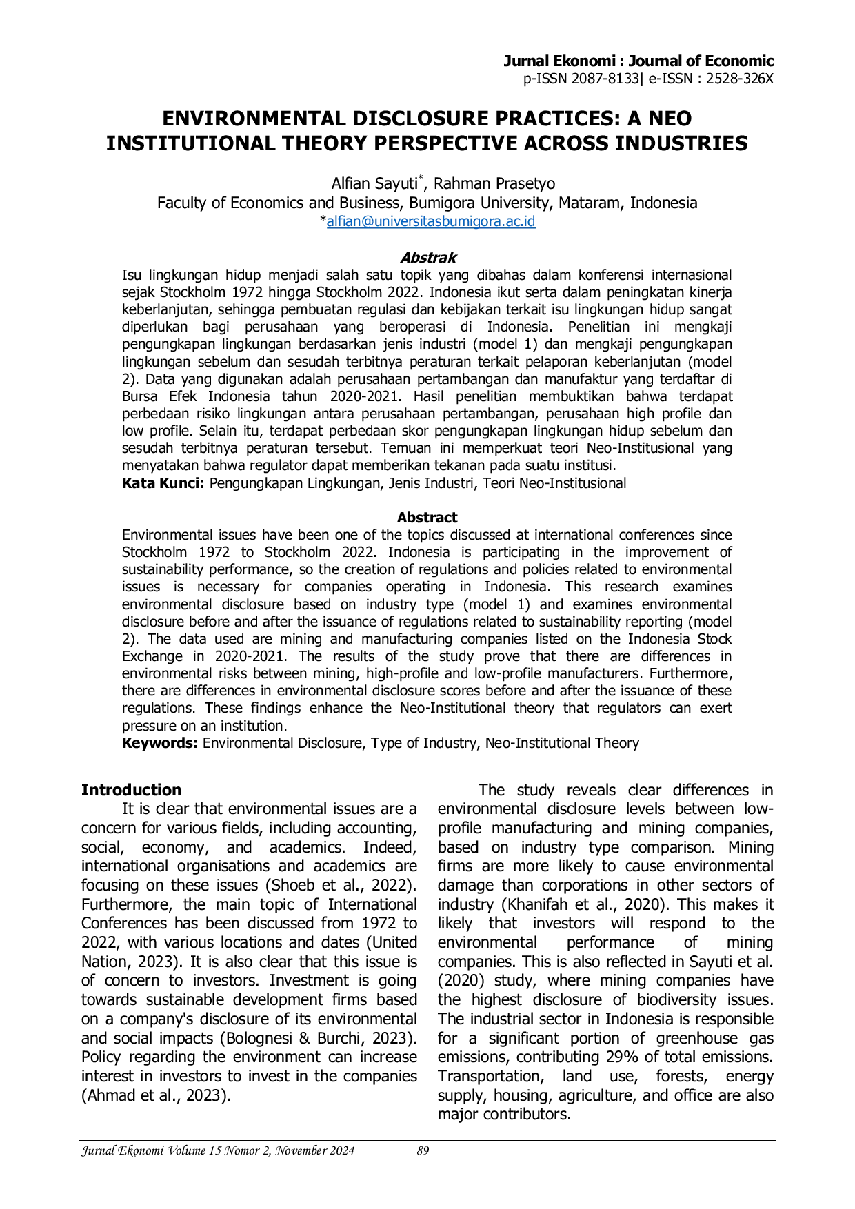 JURIS Environmental Disclosure Practices A Neo Institutional Theory Perspective Across Industries