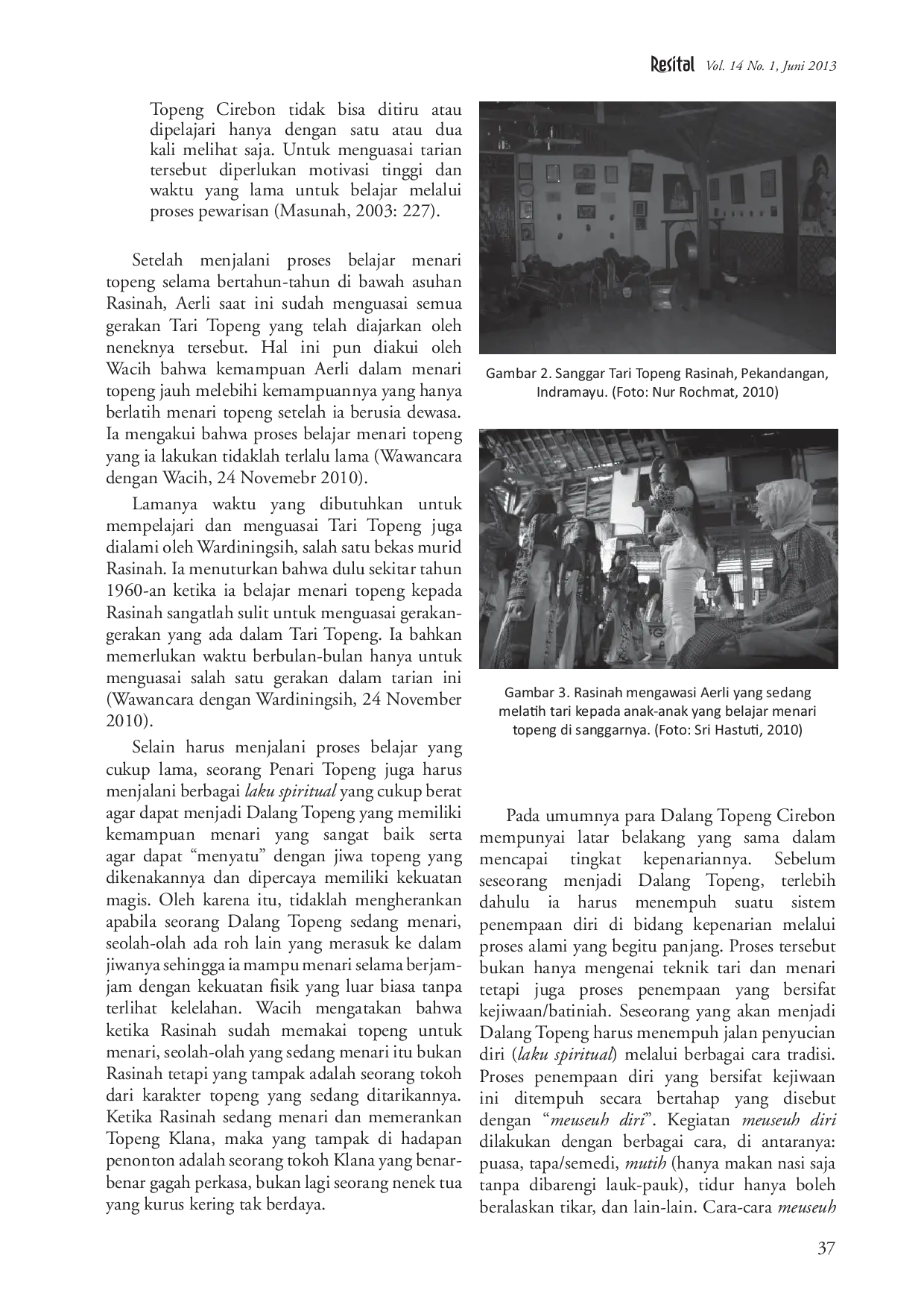 juris Pewarisan Tari Topeng Gaya Dermayon Studi Kasus Gaya Rasinah