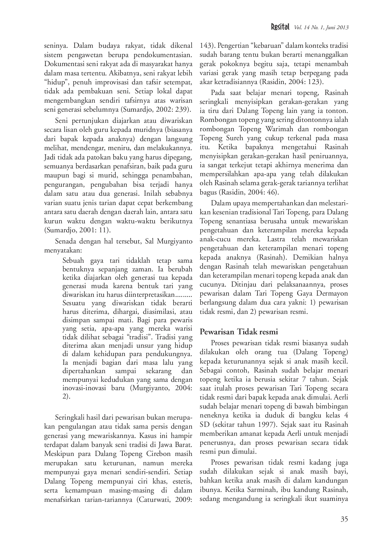 juris Pewarisan Tari Topeng Gaya Dermayon Studi Kasus Gaya Rasinah