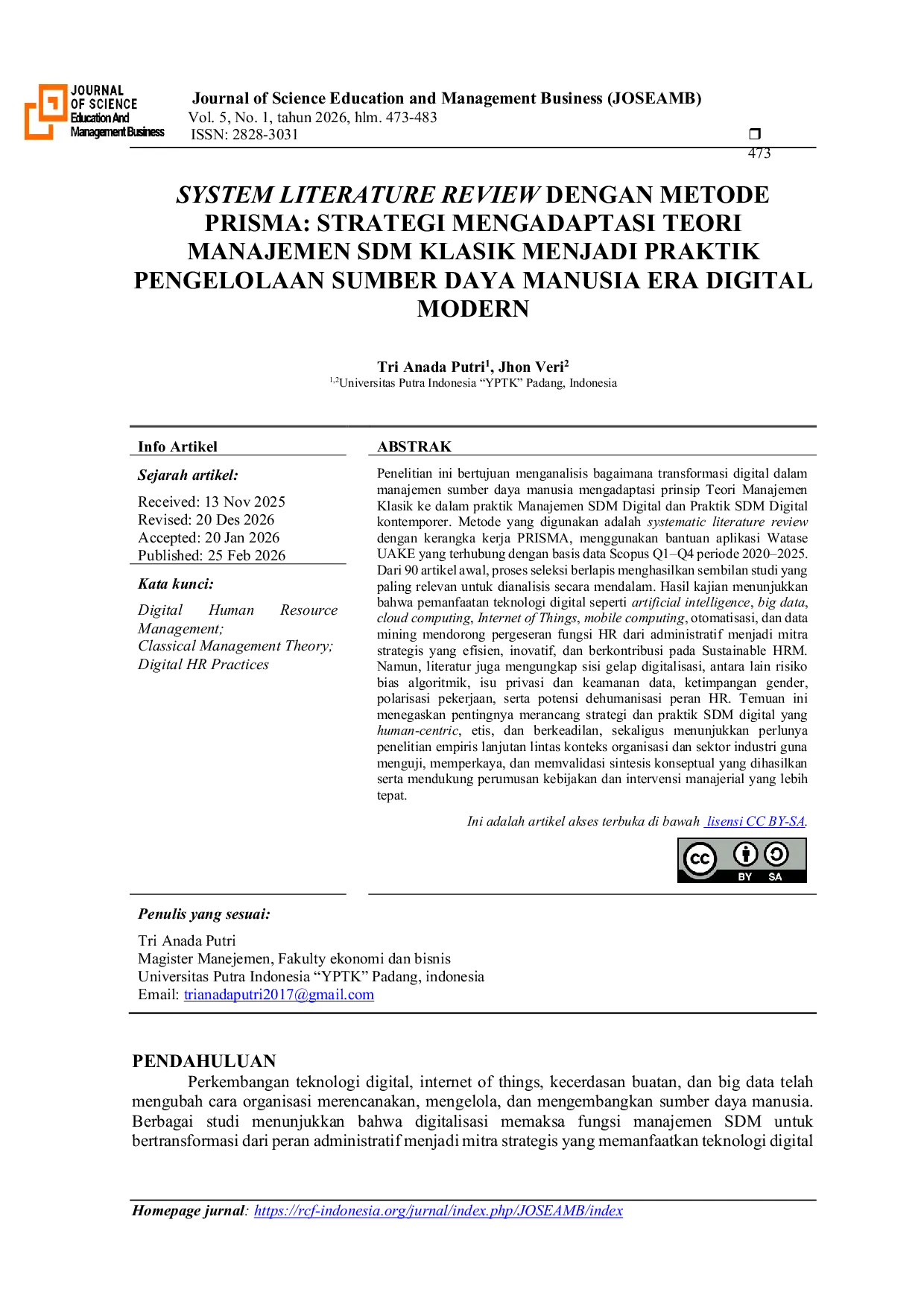 JURIS System Literature Review Dengan Metode Prisma Strategi Mengadaptasi Teori Manajemen SDM Klasik Menjadi Praktik Pengelolaan Sumber Daya Manusia Era Digital Modern