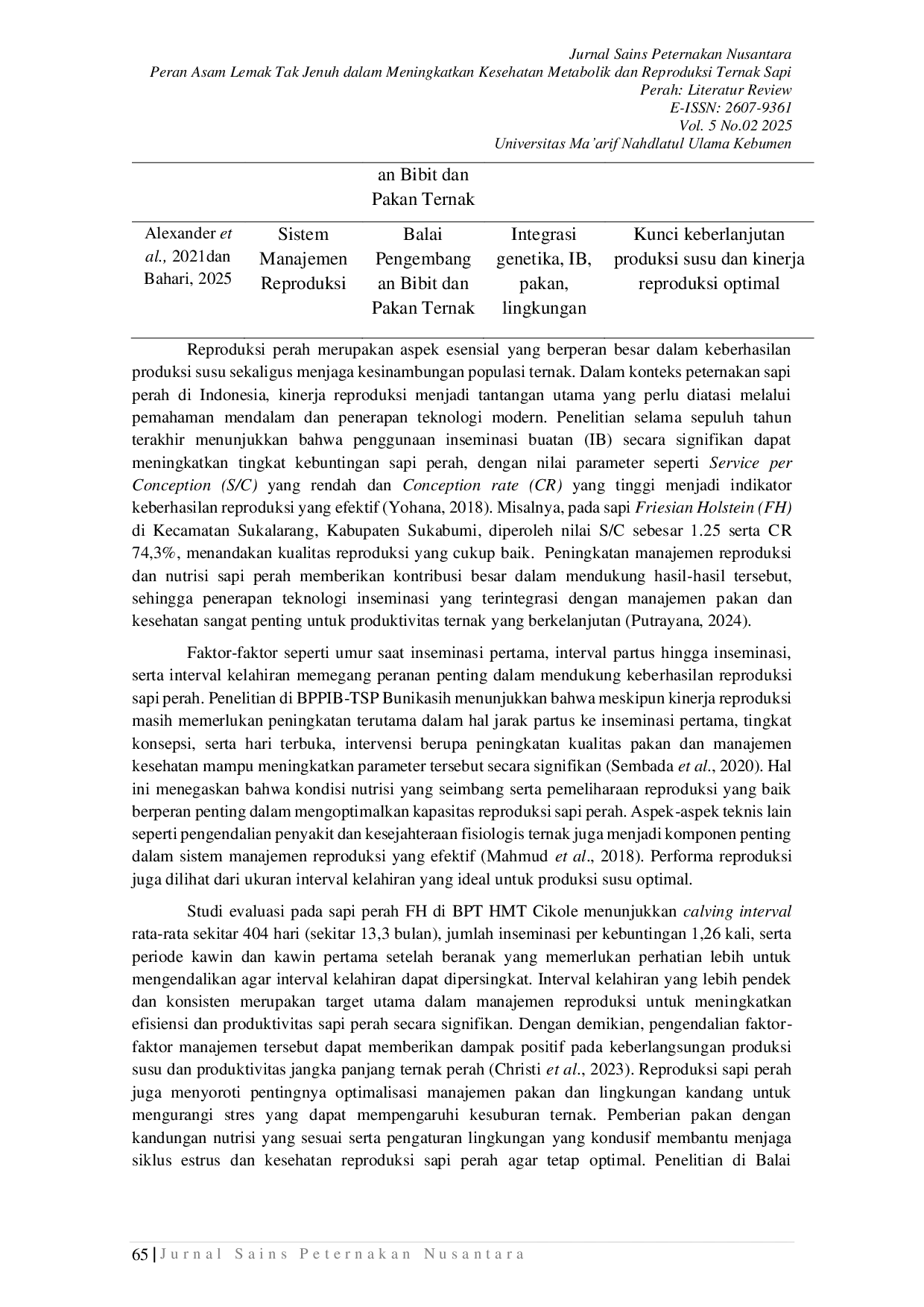 JURIS Peran Asam Lemak Tak Jenuh dalam Meningkatkan Kesehatan Metabolik dan Reproduksi Ternak Sapi Perah Literatur Review