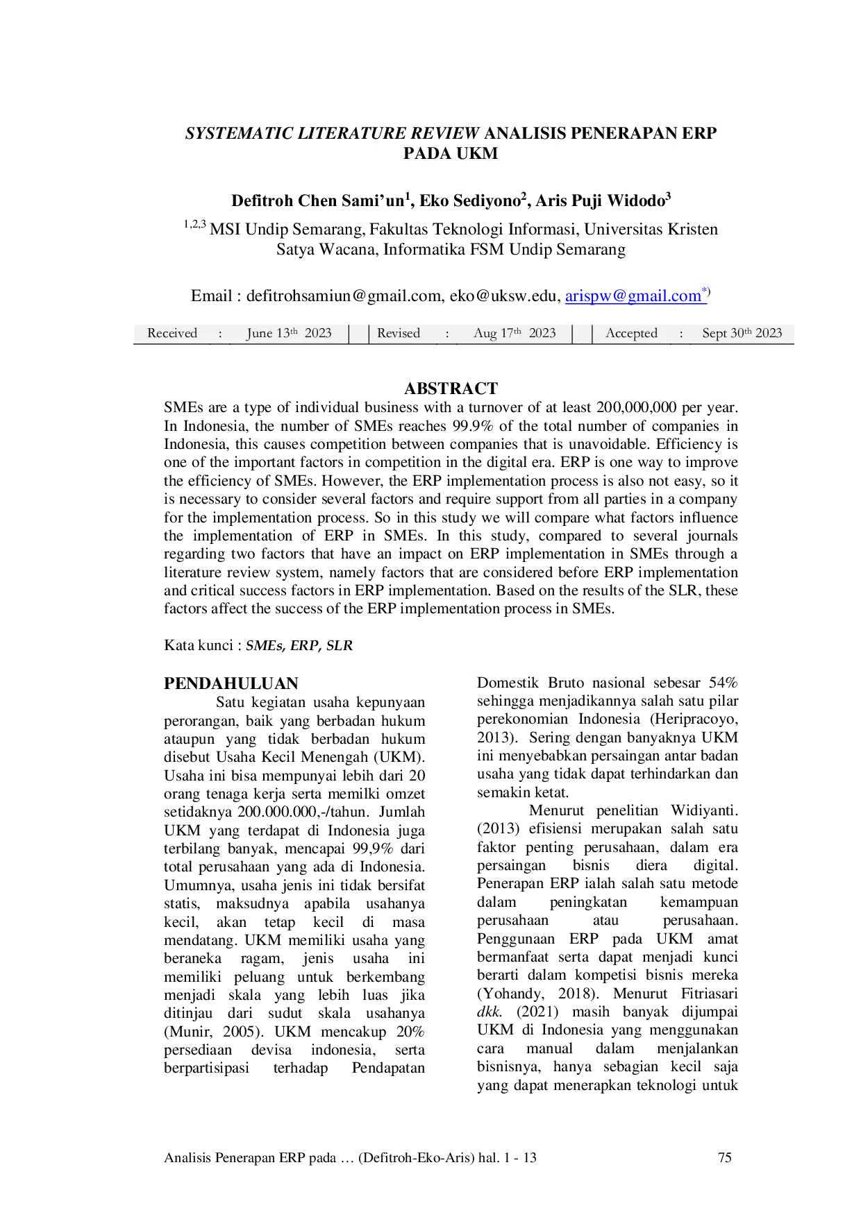 JURIS Analisis Penerapan ERP Pada UKM