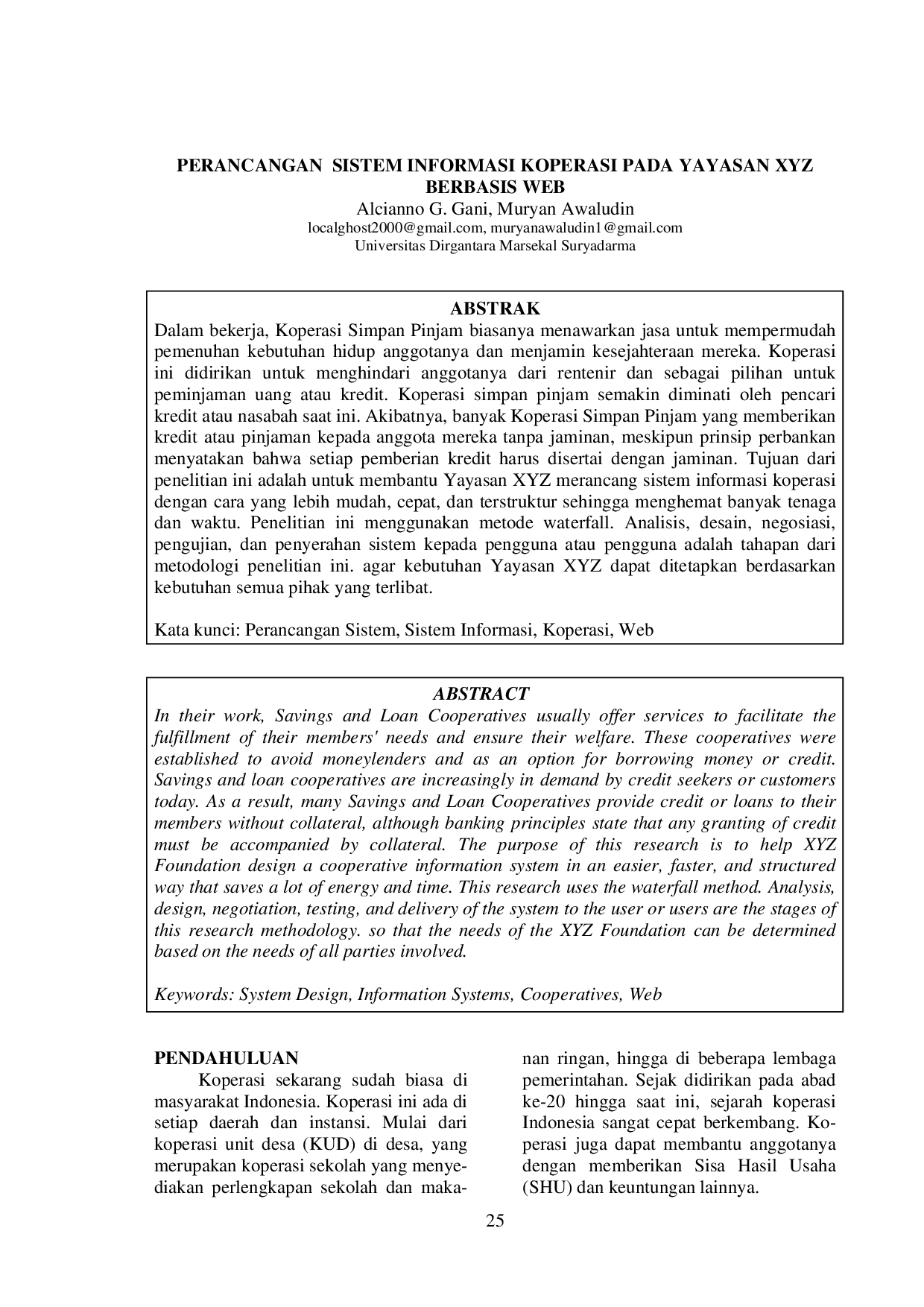 JURIS Perancangan Sistem Informasi Koperasi Pada Yayasan XYZ Berbasis Web