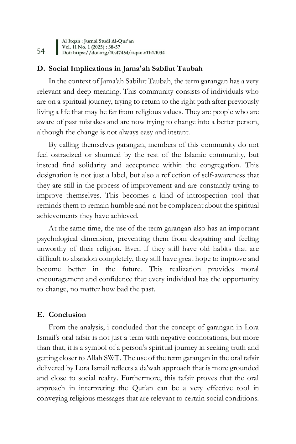 JURIS ANALISIS MAKNA GARANGAN PADA QS FIR AYAT 32 DALAM DISKURSUS TAFSIR LISAN LORA ISMAIL ASCHOLY