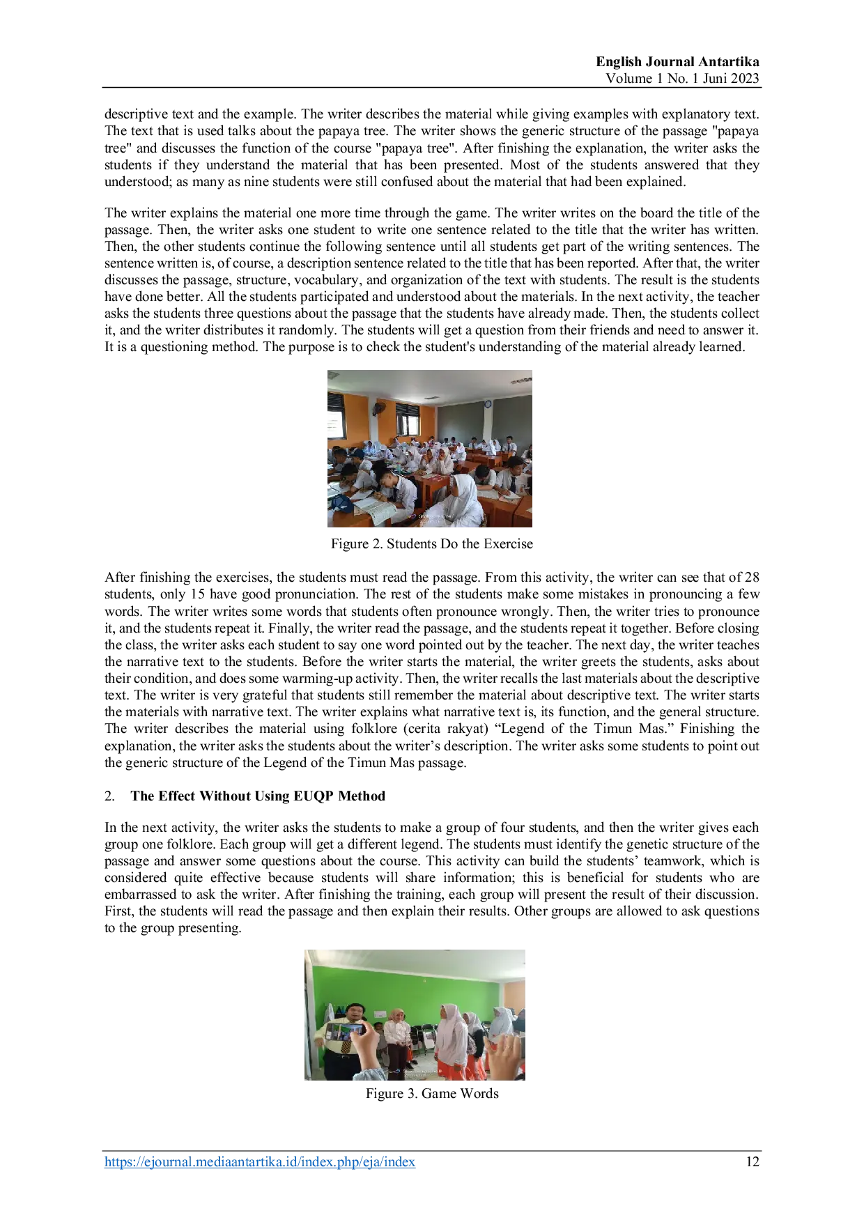 JURIS Teaching Reading Skills in Applying EUQP Method and Dealing with the Problem in SMP Plus Putra Indonesia