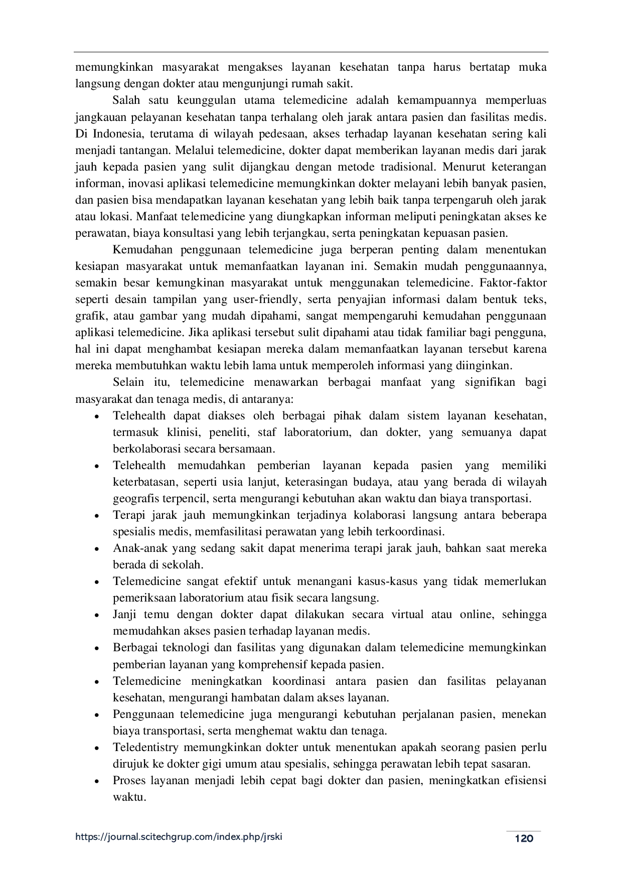 JURIS Implementasi Telemedicine dan Implikasinya terhadap Akses serta Kualitas Pelayanan Kesehatan di Komunitas Pedesaan Mini Review