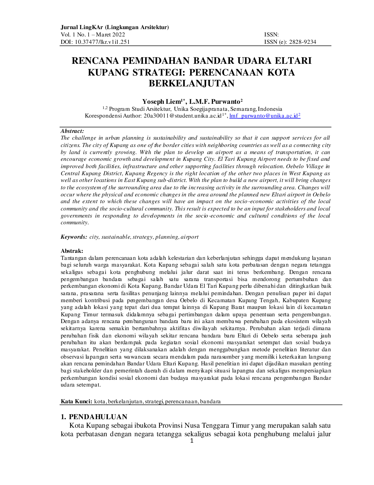 JURIS Rencana Pemindahan Bandar Udara Eltari Kupang Strategi Perencanaan Kota Berkelanjutan
