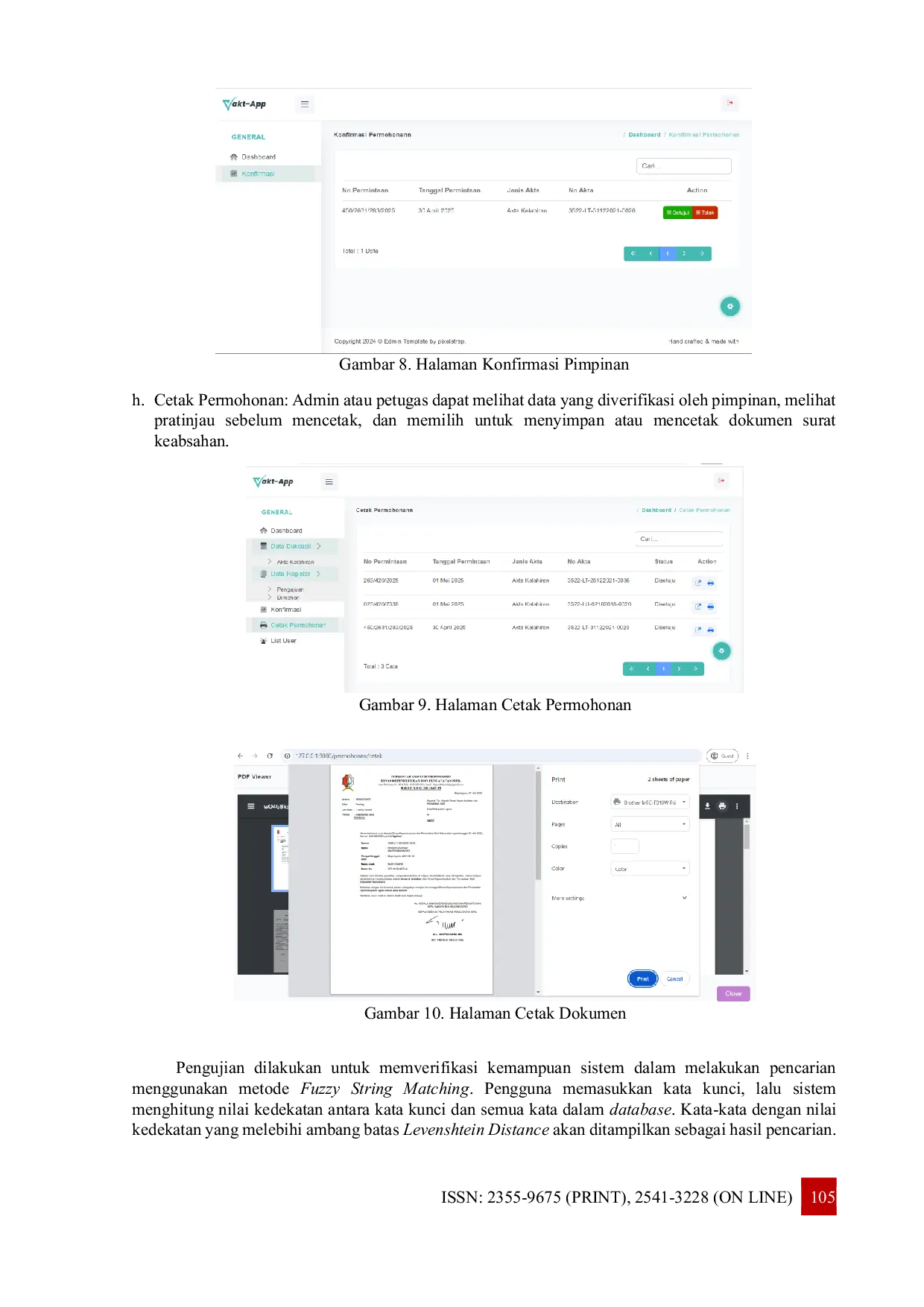 JURIS Sistem Deteksi Kemiripan Validasi Surat Permohonan Keabsahan Akta Dengan Metode Fuzzy String Matching