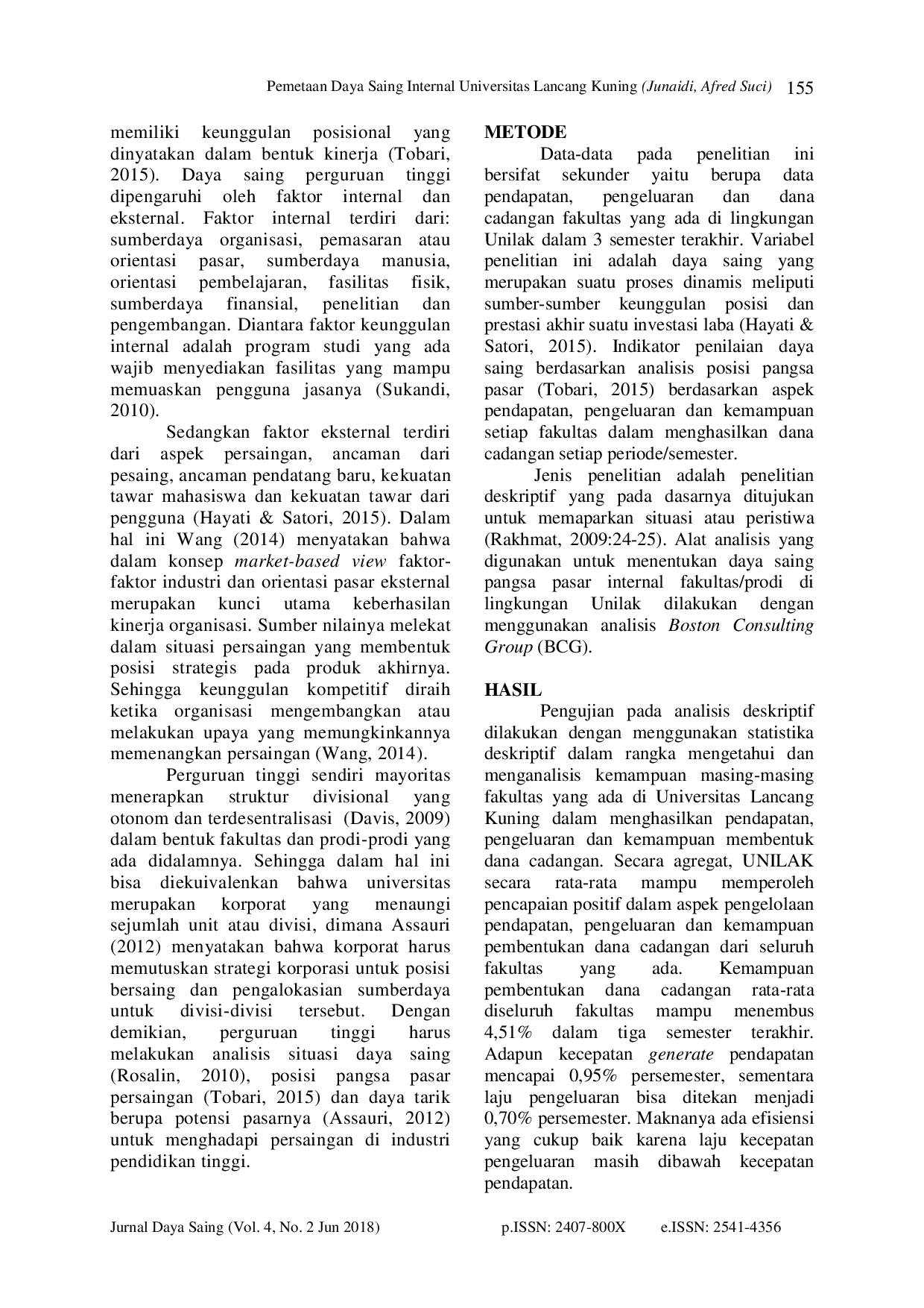 juris Pemetaan Daya Saing Internal Universitas Lancang Kuning