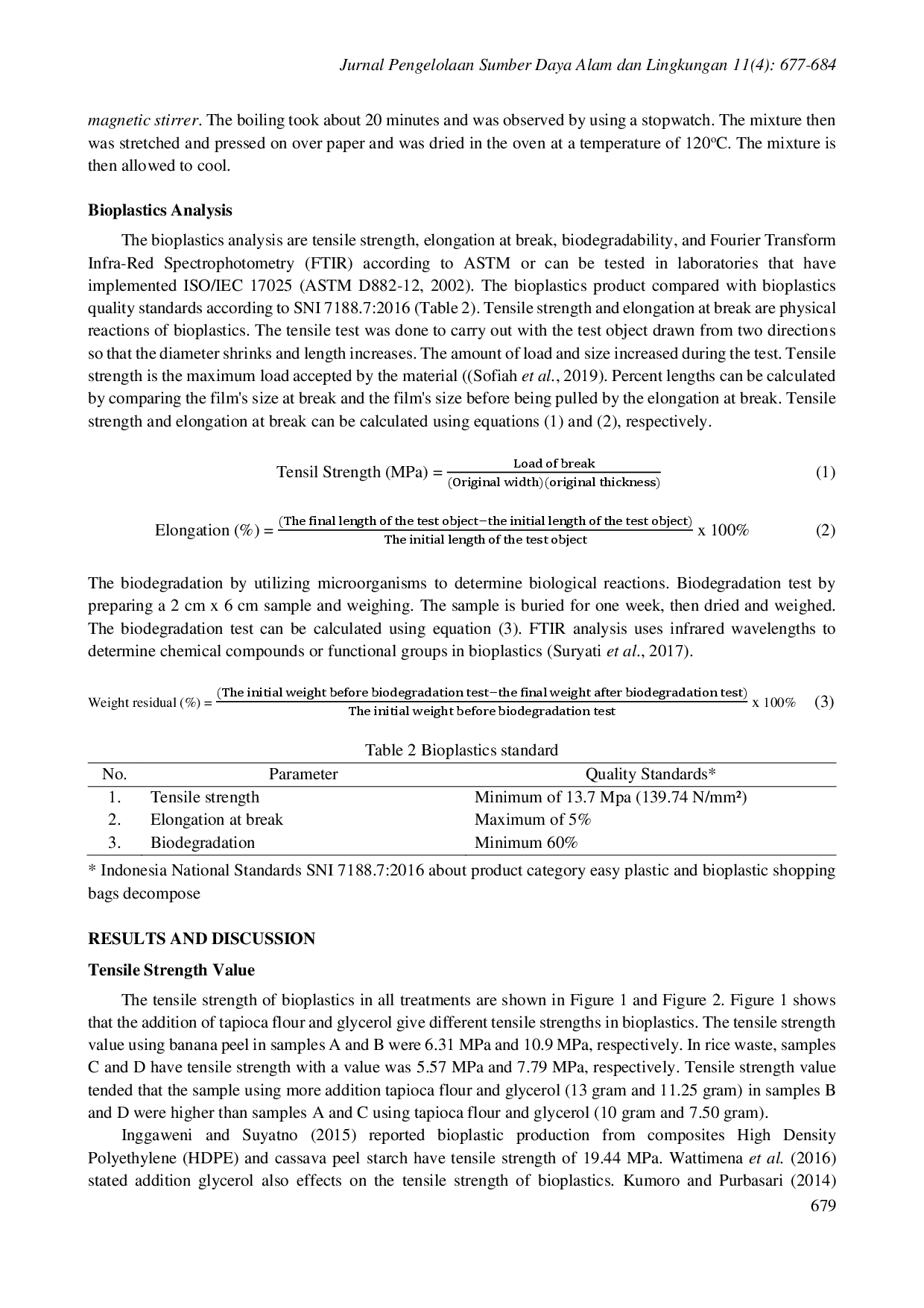 juris Pembuatan Bioplastik Berbahan Baku Limbah Organik dengan Penambahan Tepung Tapioka dan Gliserol