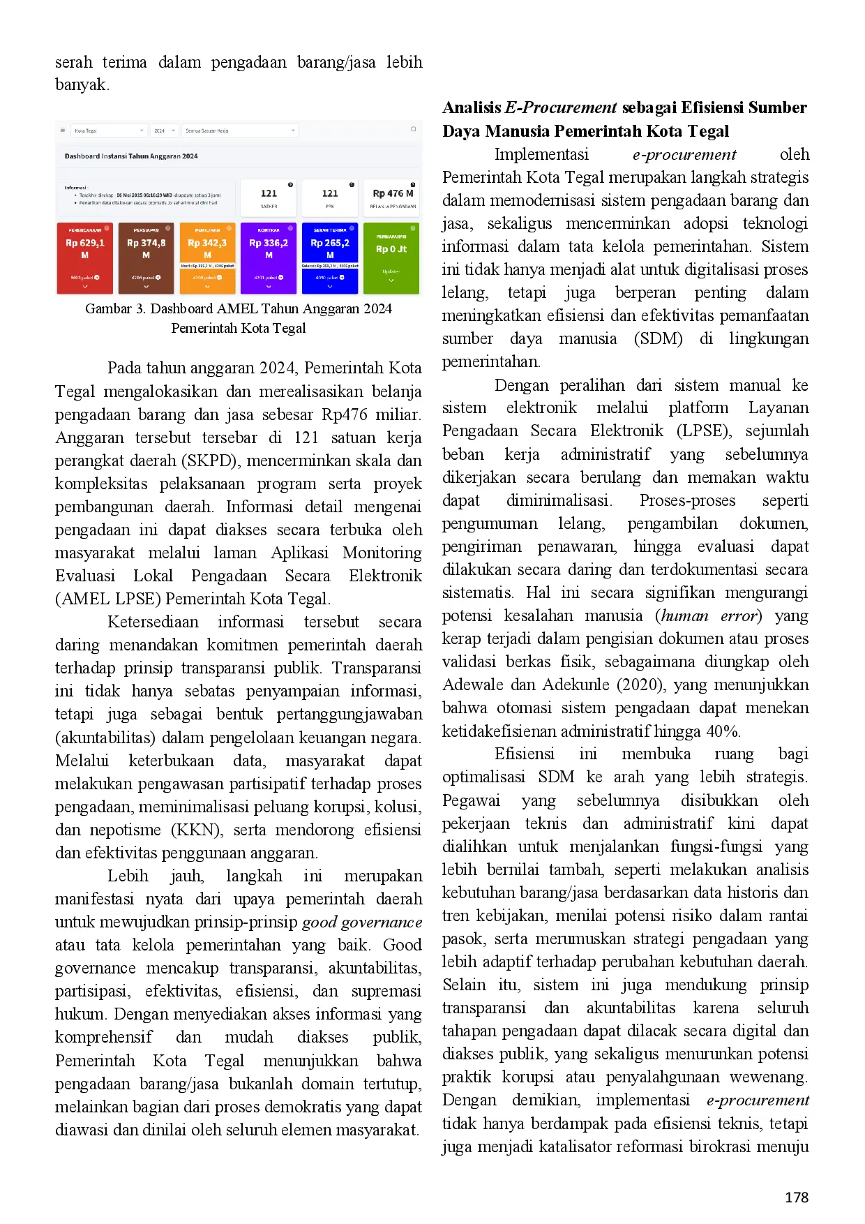 juris Implementasi Pelayanan E Procurement Dalam Pengadaan Barang Dan Jasa Sebagai Efisiensi Sumber Daya Manusia Pemerintah Kota Tegal