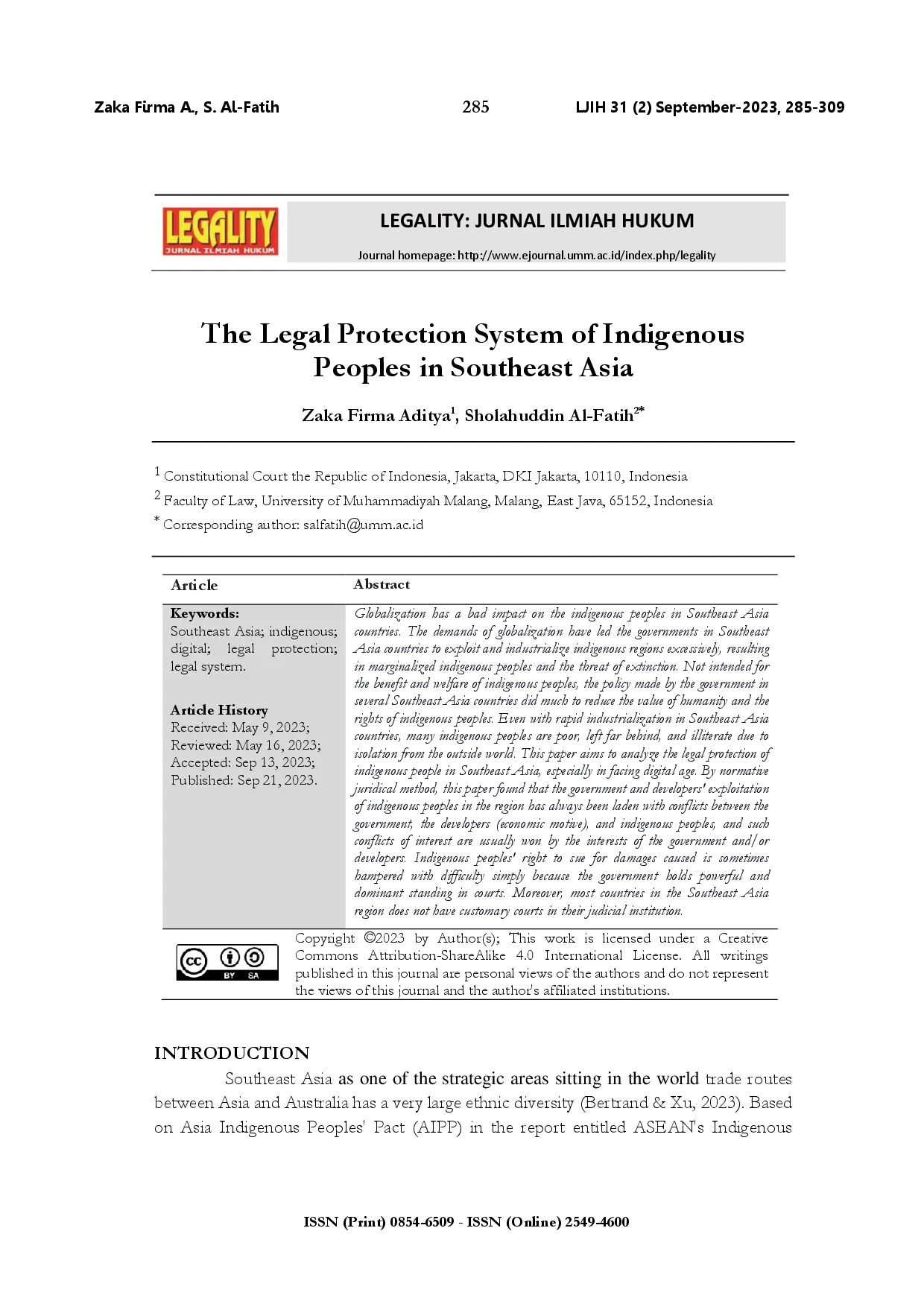 juris The legal protection system of indigenous peoples in Southeast Asia