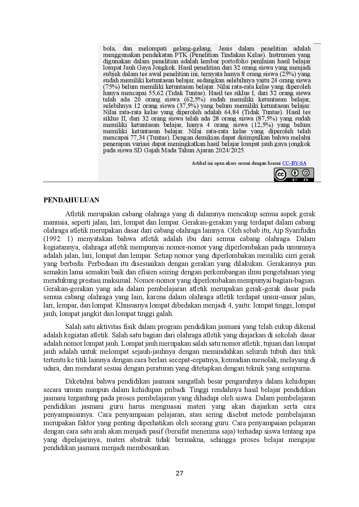 juris Upaya Meningkatkan Hasil Belajar Lompat Jauh Gaya Jongkok Melalui Variasi Pembelajaran Pada Siswa Sd Gajah Mada Medan