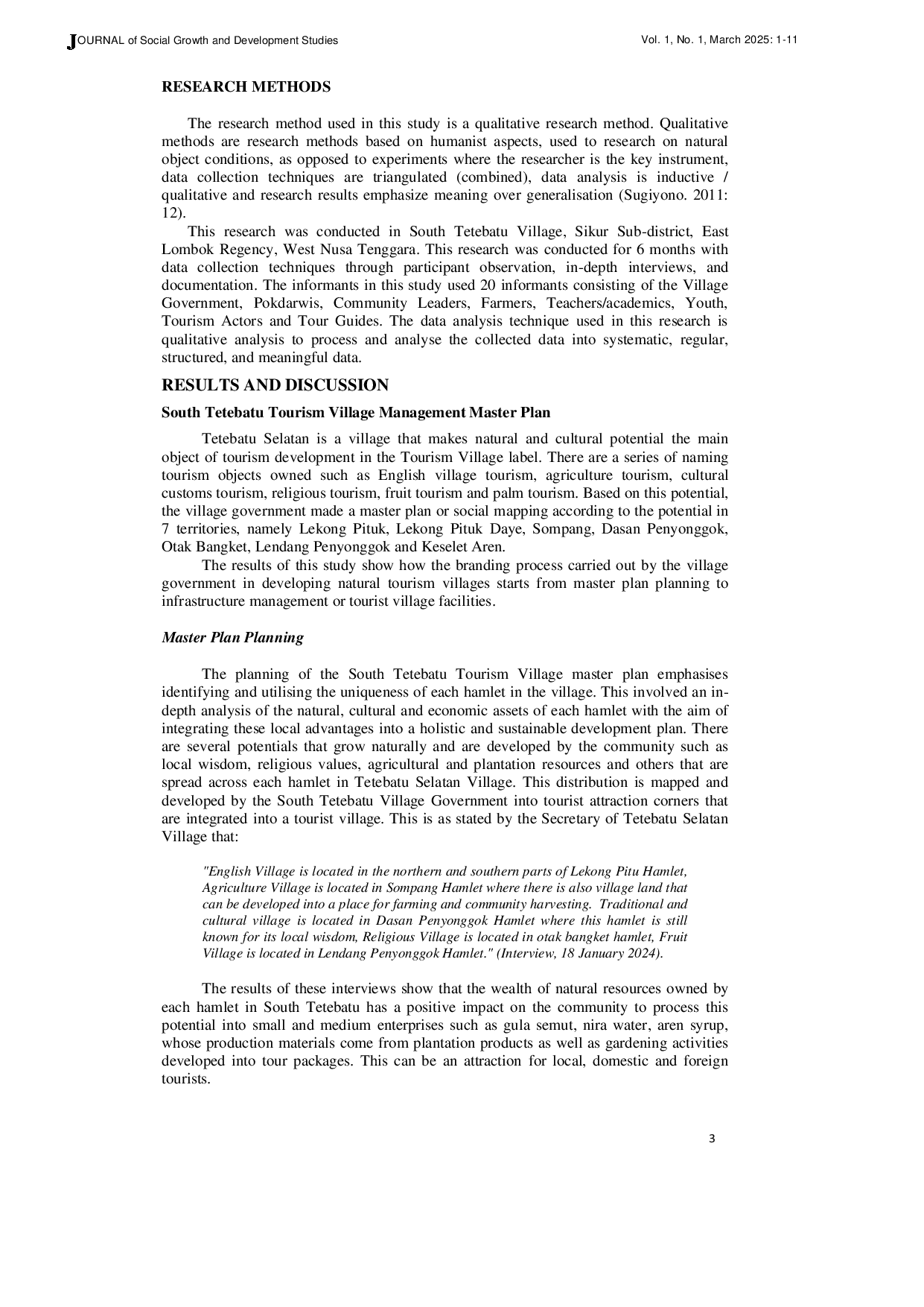 JURIS Village Government Strategies in Branding Tourism Villages Through Digital Based Social Mapping in South Tete Batu