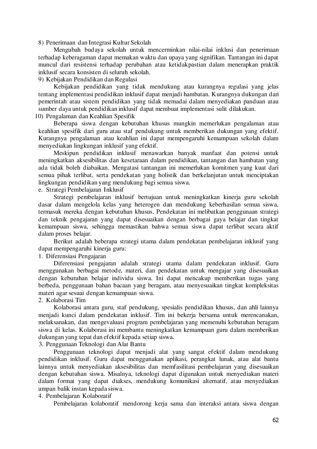 juris Pengaruh Pendekatan Pembelajaran Inklusif Terhadap Kinerja Guru Sekolah Dasar