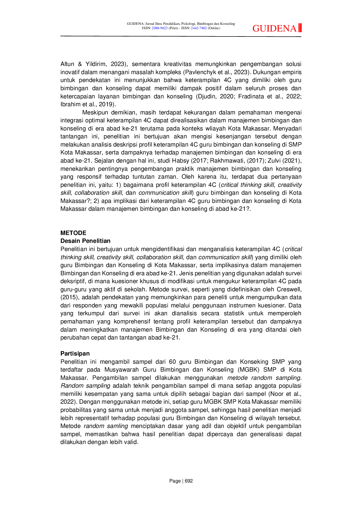 juris Profil Keterampilan 4C Guru Bimbingan dan Konseling SMP di Kota Makassar Implikasinya dalam Manajemen Bimbingan dan Konseling di Abad 21