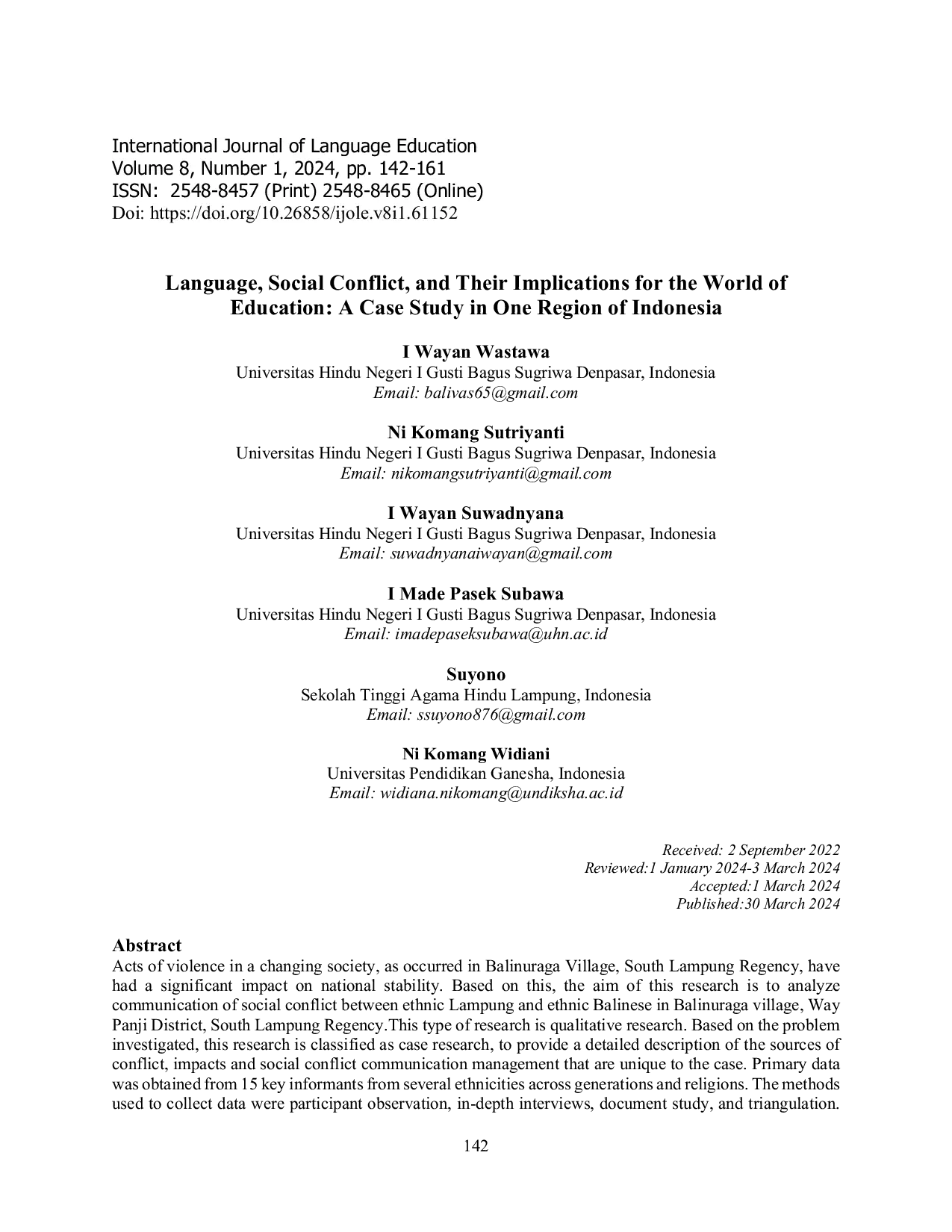 JURIS Language Social Conflict and Their Implications for the World of Education A Case Study in One Region of Indonesia