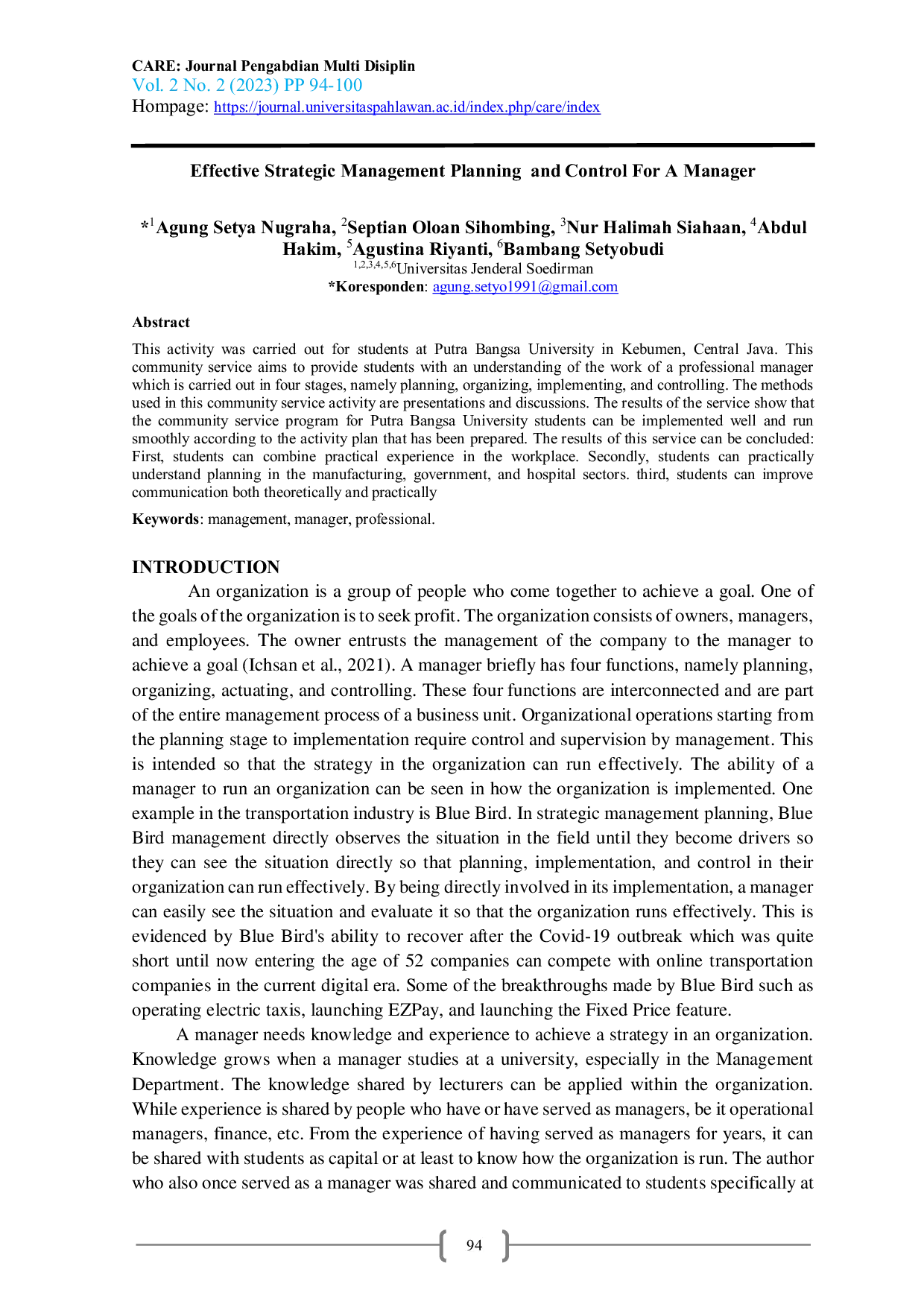 JURIS Effective Strategic Management Planning and Control For A Manager