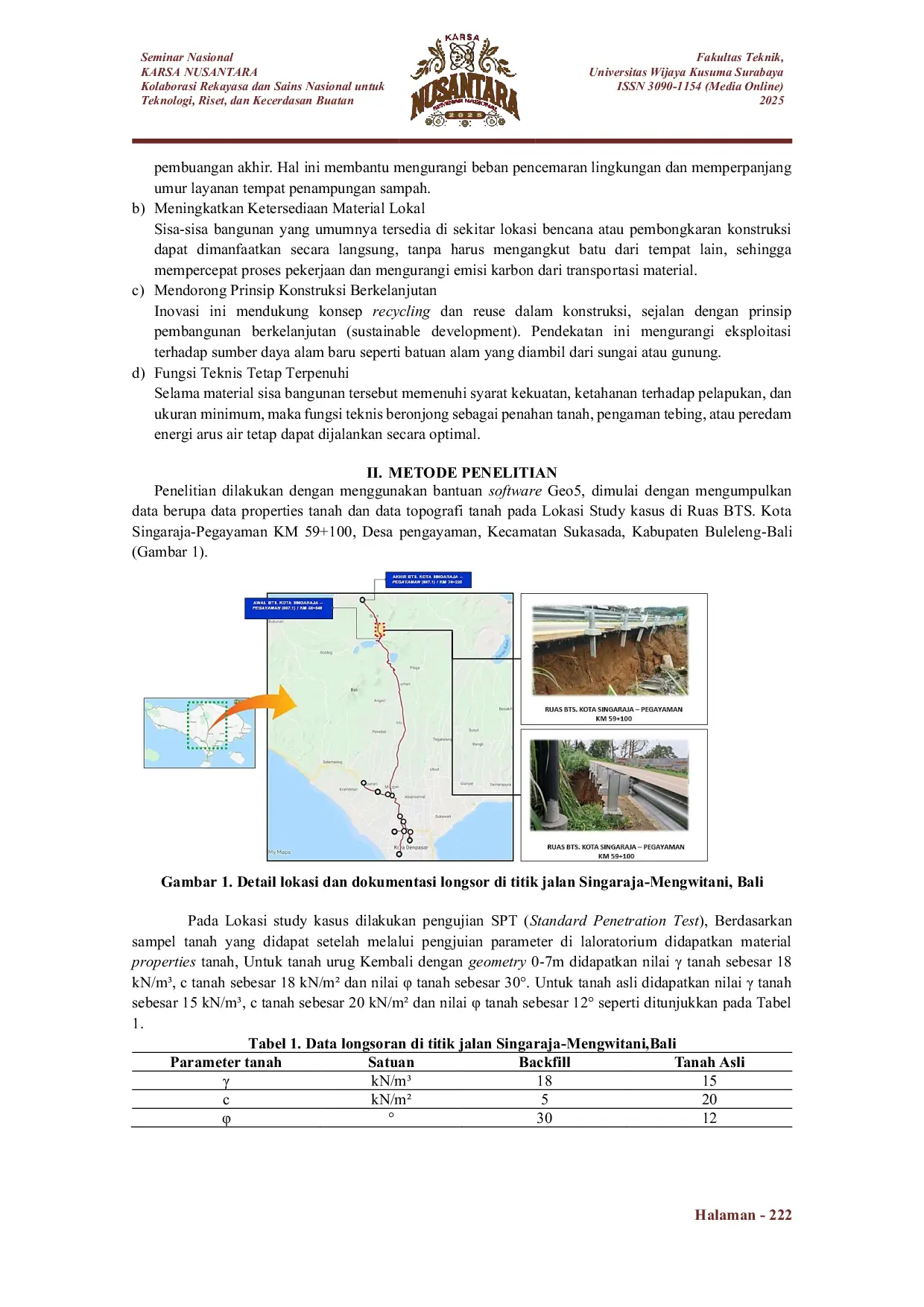 JURIS Struktur Beronjong Dengan Material Pengisi Recycling Bangunan Untuk Rehabilitas Longsor di Kabupaten Buleleng Bali