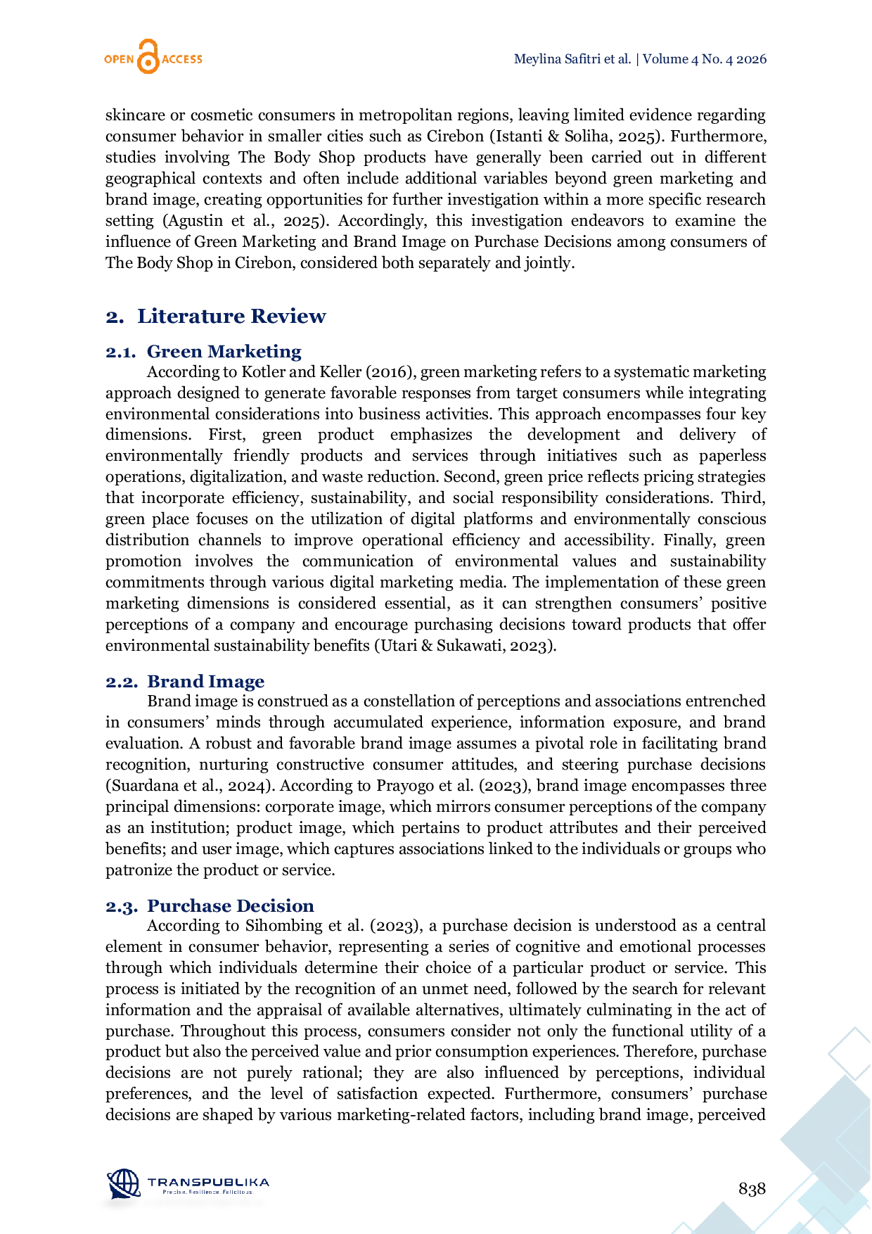 JURIS The Influence of Green Marketing and Brand Image on Purchase Decisions for Environmentally Friendly Products A Case Study of The Body Shop in Cirebon