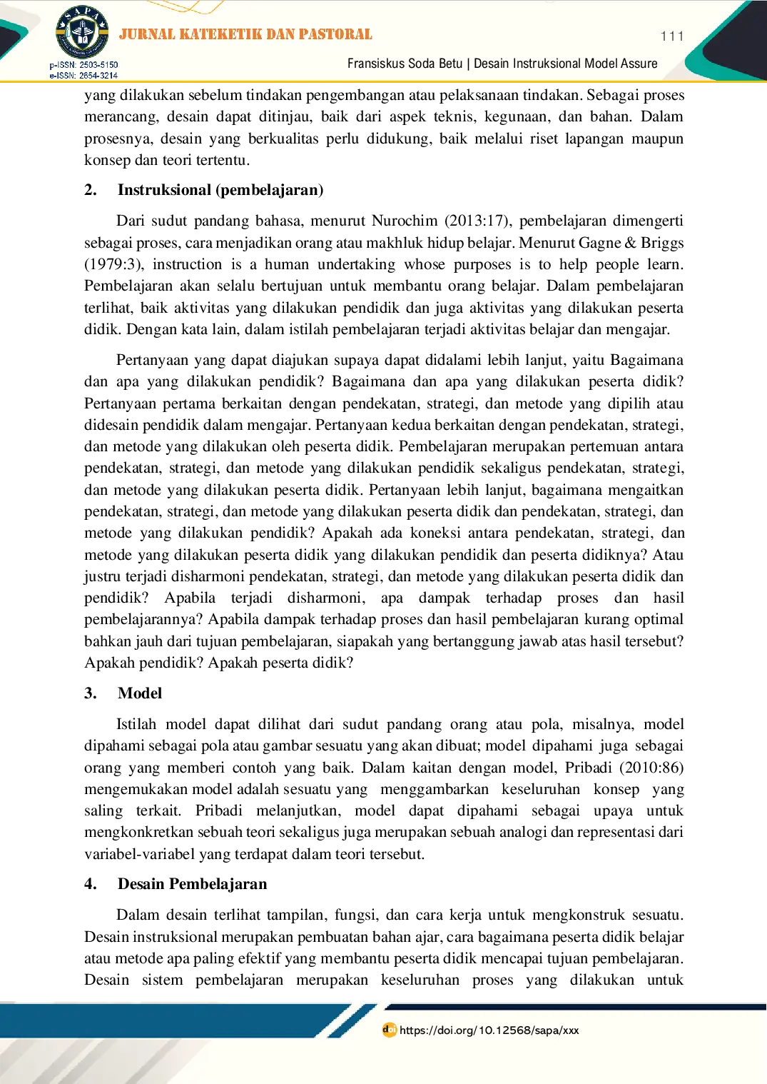 JURIS Desain Instruksional Model Assure Tawaran Dalam Desain Pembelajaran Pendidik Agama Katolik