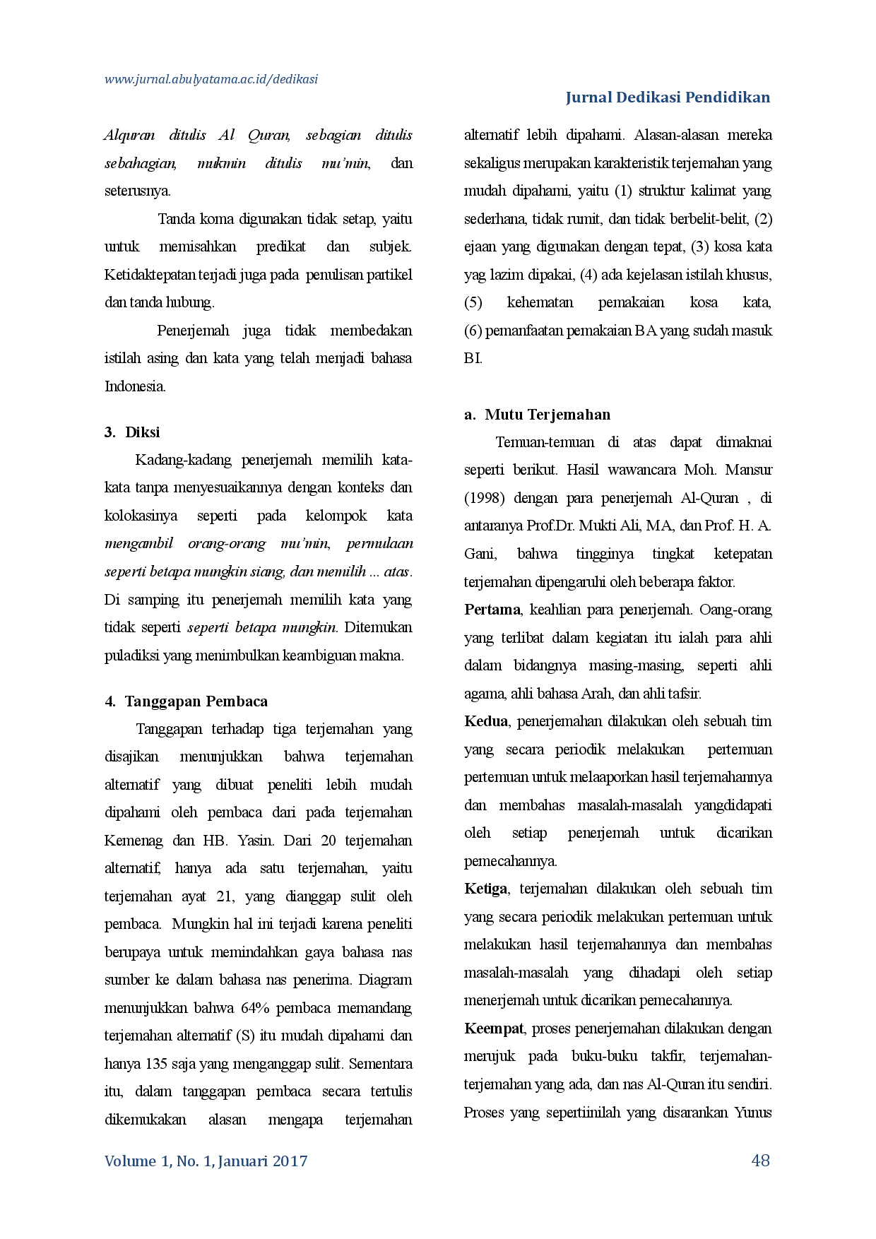 juris Studi Tentang Mutu Terjemahan Dan Implikasinya Terhadap Pengajaran Menerjemah