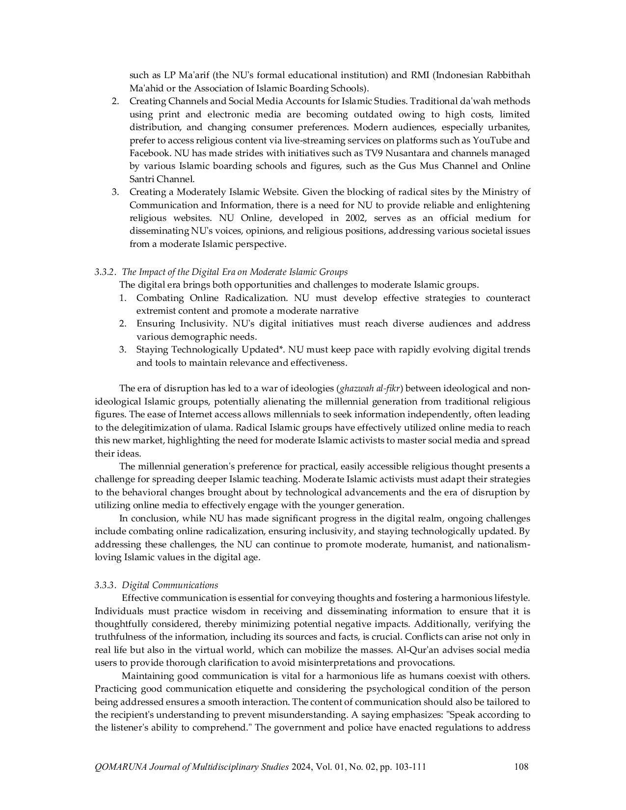 JURIS Strengthening Nadhatul Ulama as Moderate Islam in the Digital Era