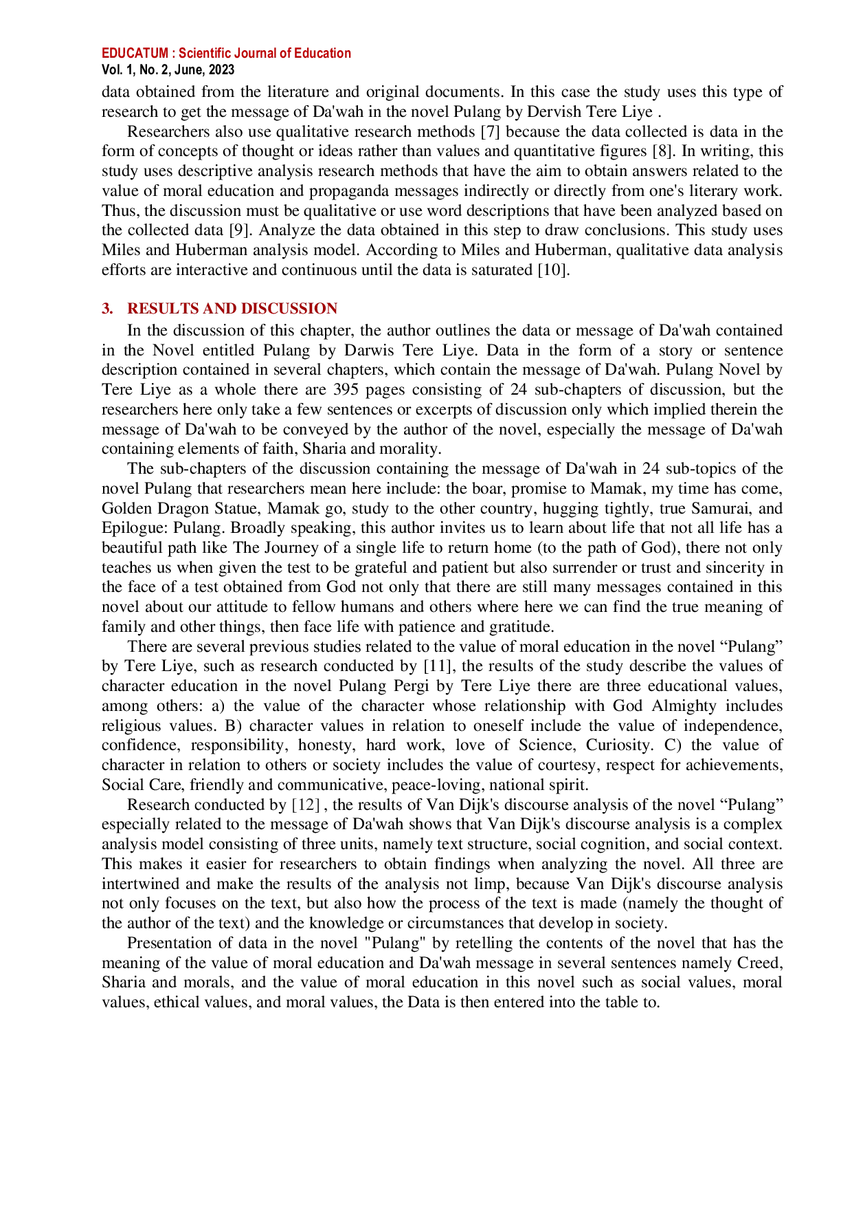 JURIS Analysis Of The Value Of Moral Education And The Message Of Da wah In The Novel Pulang By Darwis Tere Liye