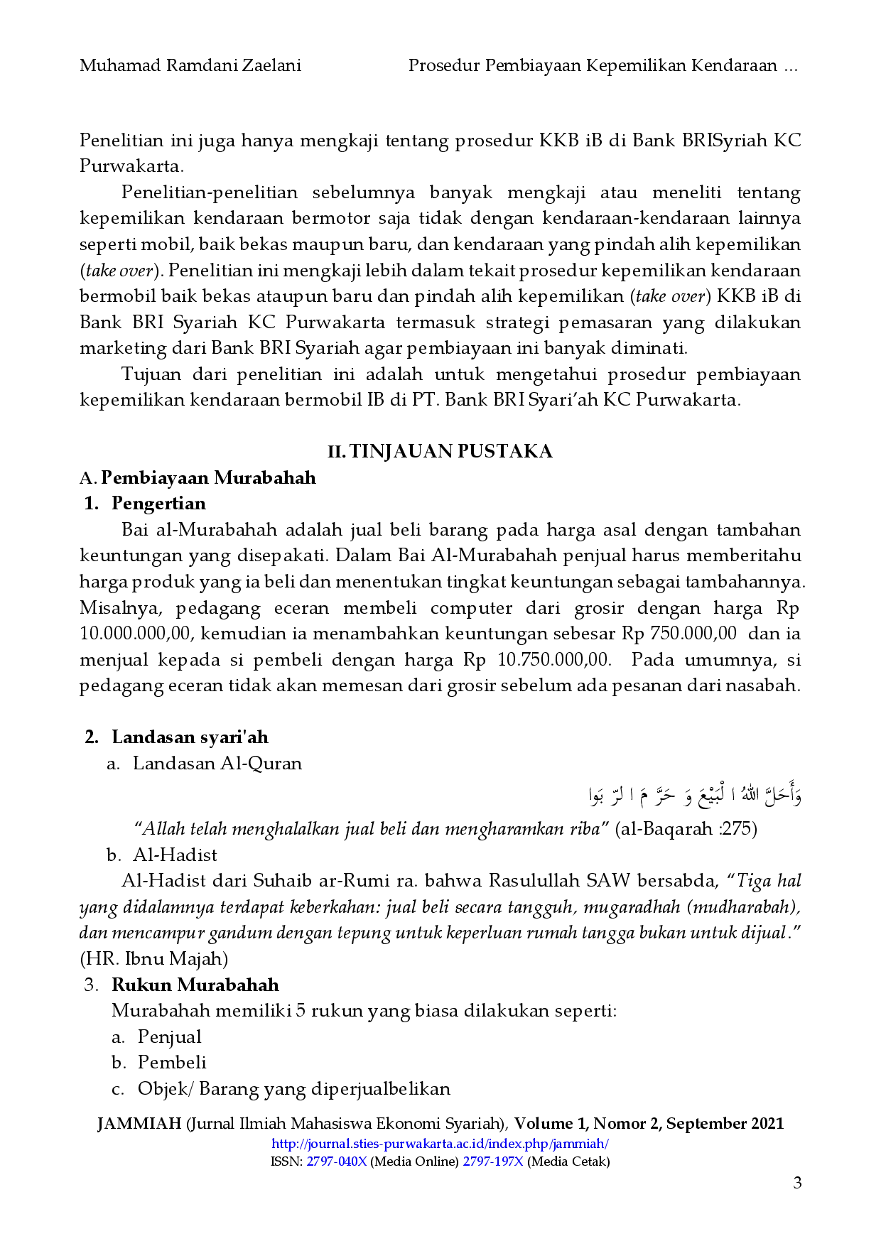 juris Prosedur Pembiayaan Kepemilikan Kendaraan Bermobil iB Di PT Bank BRI Syariah KC Purwakarta