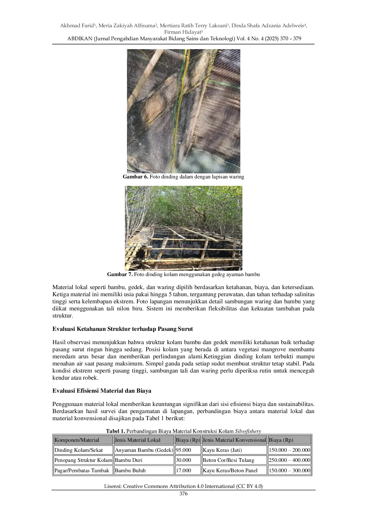 JURIS Integrasi Konservasi dan Ekonomi Pembuatan Kolam Silvofishery Kepiting Bakau Bersama Pokmaswas Bina Lestari di Ekowisata Mangrove Lembung