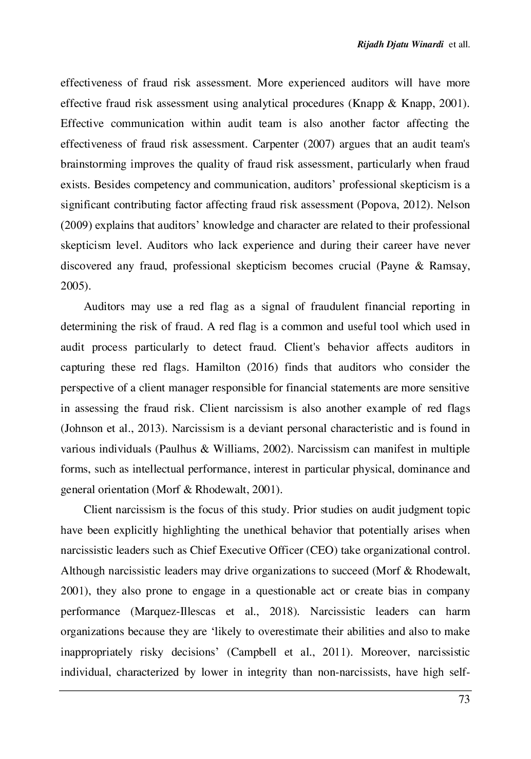 JURIS Do Auditor Professional Scepticism and Client Narcissism Affect Fraud Risk Assessment