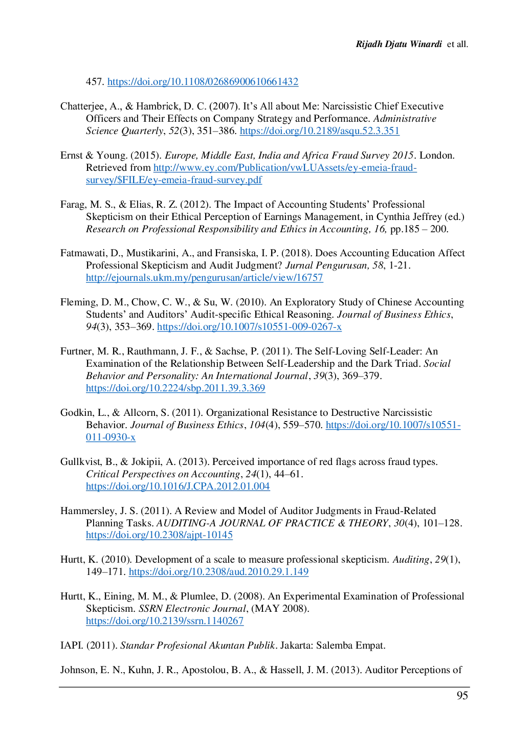 JURIS Do Auditor Professional Scepticism and Client Narcissism Affect Fraud Risk Assessment