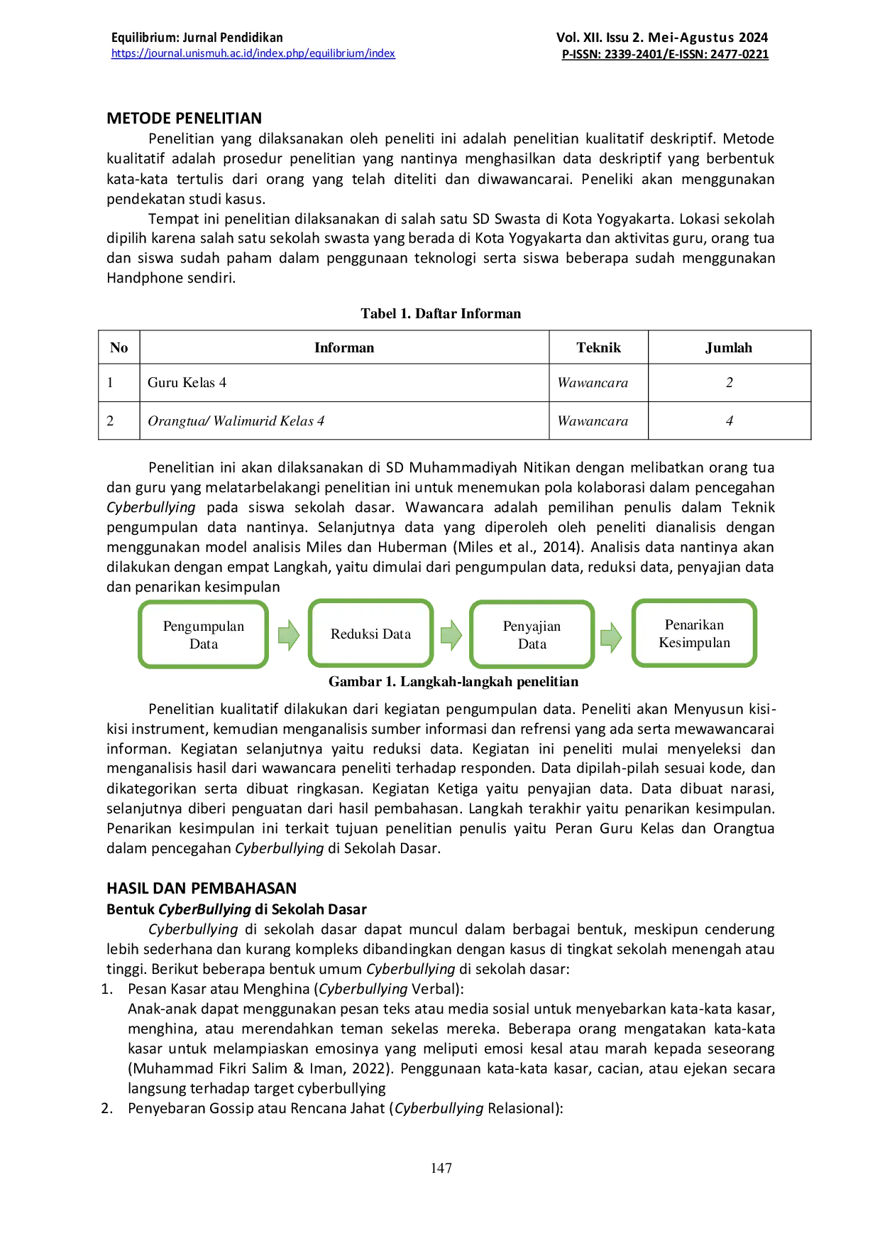 JURIS Peran Guru Kelas dan Orangtua dalam Mencegah Cyberbullying di Sekolah Dasar
