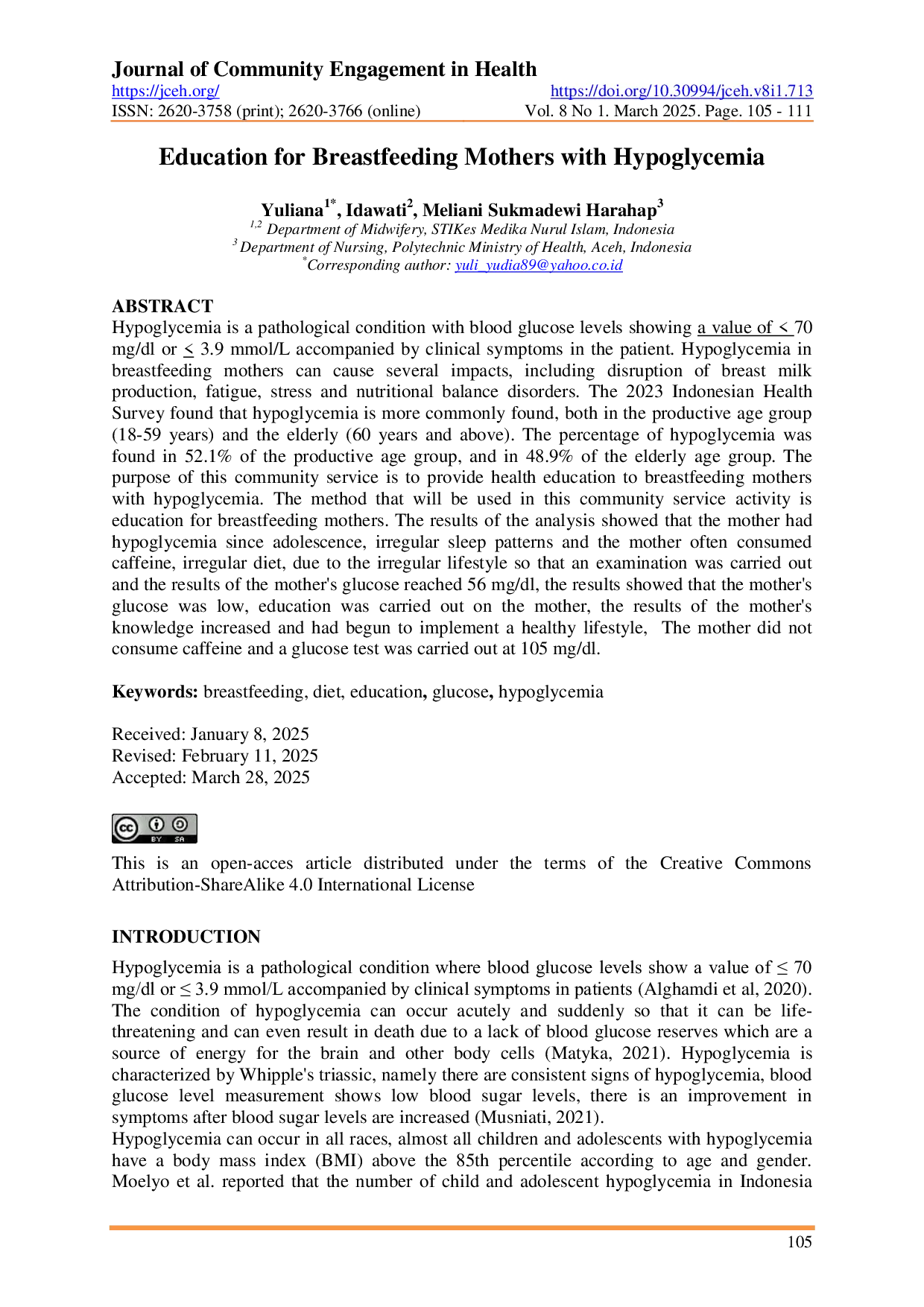 JURIS Education for Breastfeeding Mothers with Hypoglycemia