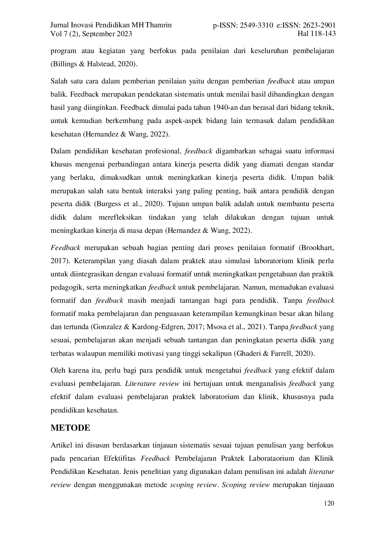 JURIS Effective Feedback Laboratorium dan Klinik Pada Pendidikan Kesehatan