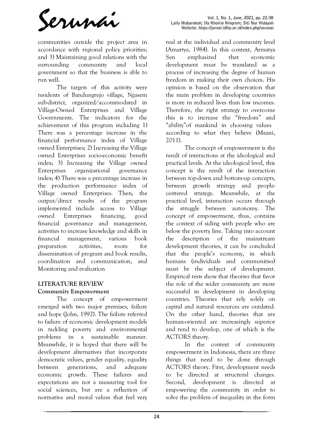 JURIS Assistance in Increasing Community Livelihoods through Optimizing the Business Role of Village Owned Enterprises