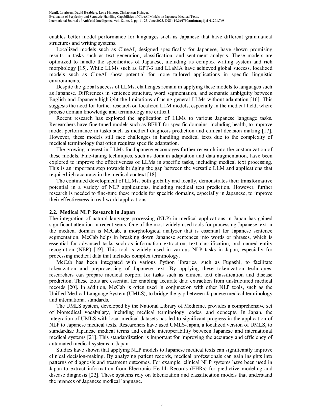 JURIS Evaluation of Perplexity and Syntactic Handling Capabilities of ClueAI Models on Japanese Medical Texts