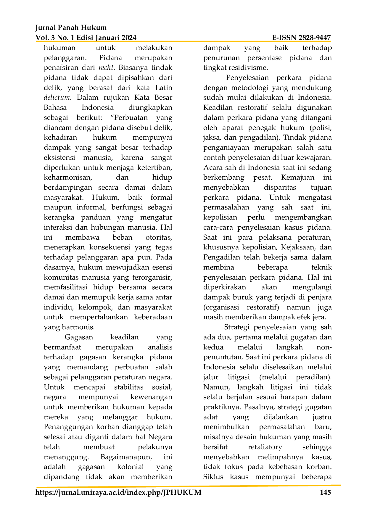 JURIS Mechanisms of Applying Restorative Justice in the Crime of Assault at Nias Selatan Police