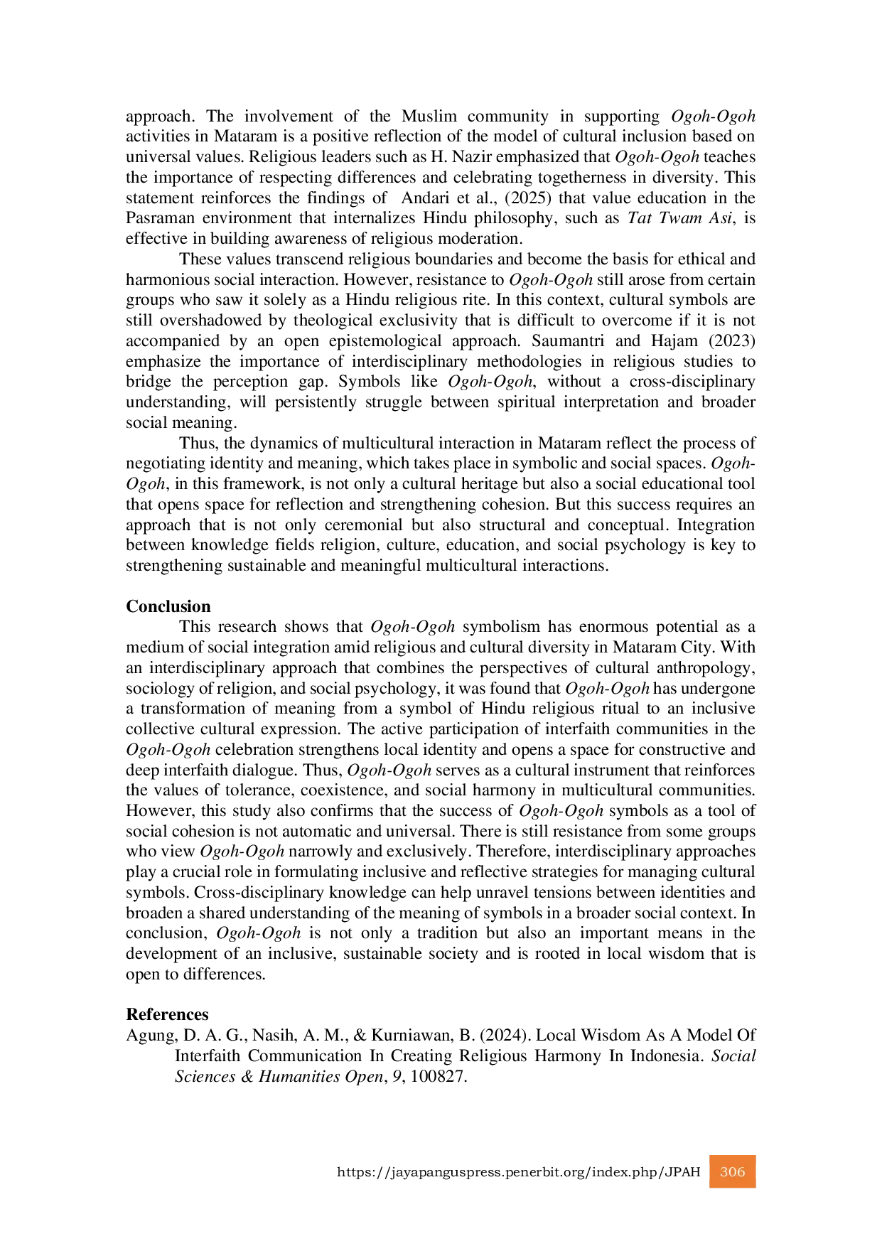 JURIS Transformative Integration of Interdisciplinary Knowledge and Ogoh Ogoh Symbolism in Cultivating Social Harmony in Mataram
