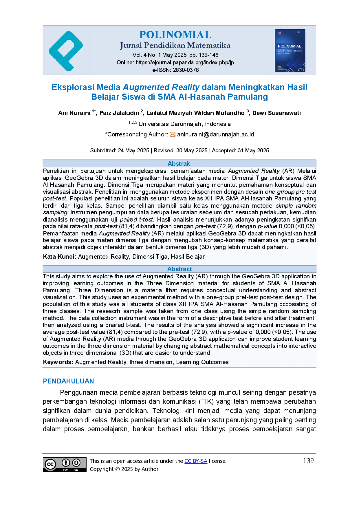 juris Eksplorasi Media Augmented Reality dalam Meningkatkan Hasil Belajar Siswa di SMA Al Hasanah Pamulang