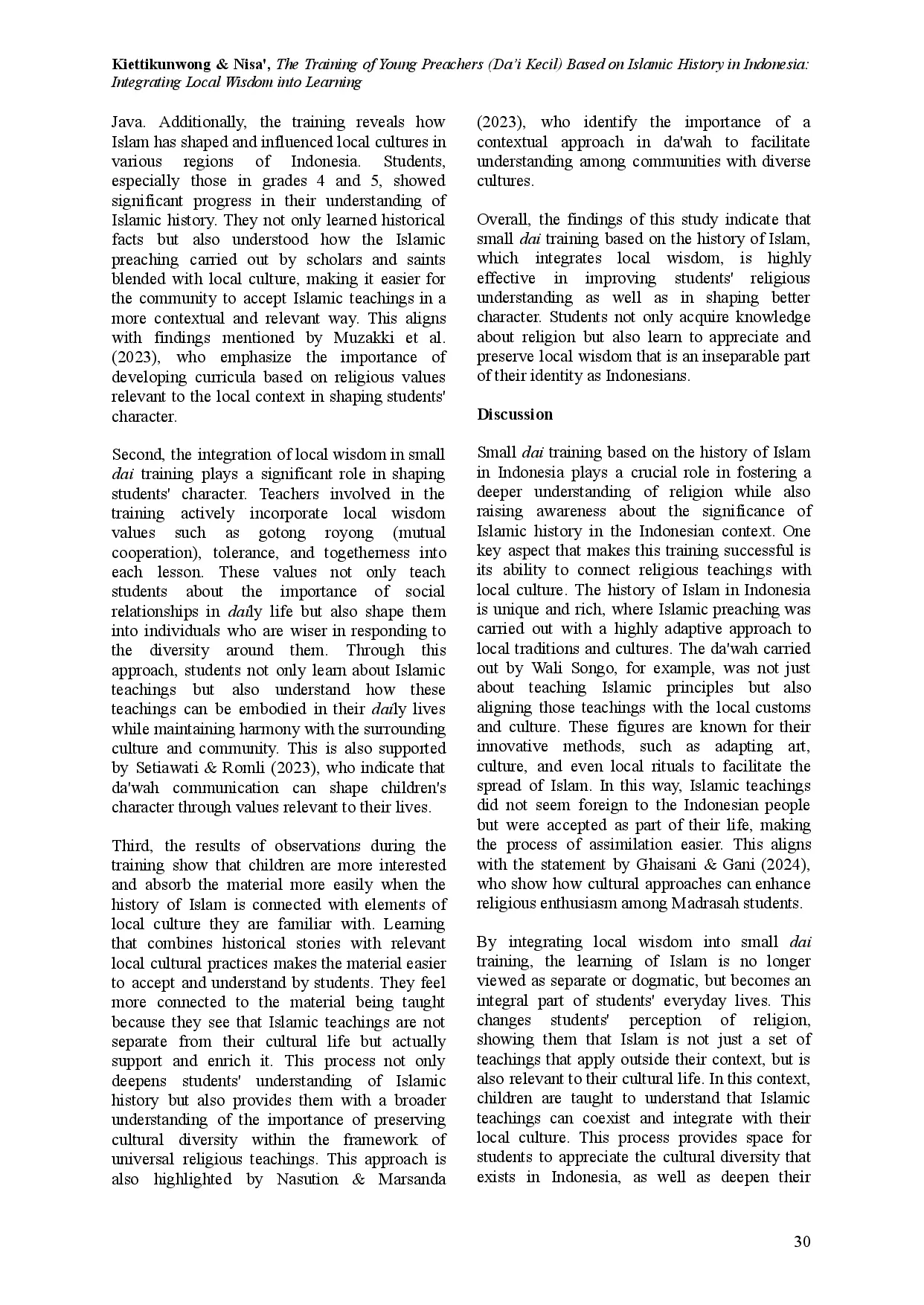 juris The Training of Young Preachers Da i Kecil Based on Islamic History in Indonesia Integrating Local Wisdom into Learning
