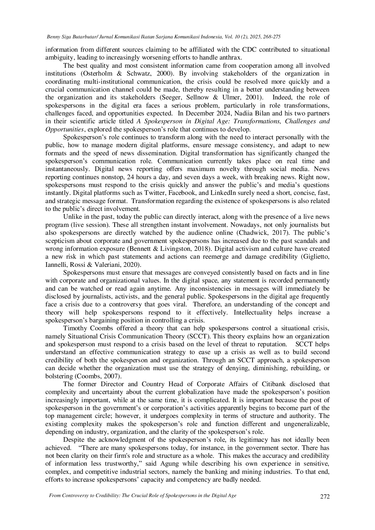 JURIS From Controversy to Credibility The Crucial Role of Spokespersons in the Digital Age