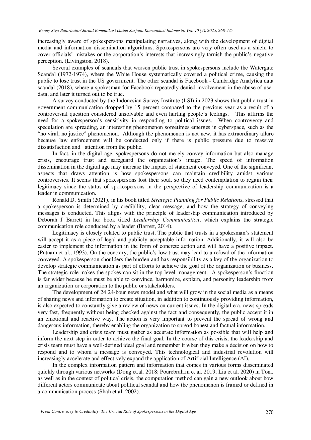 JURIS From Controversy to Credibility The Crucial Role of Spokespersons in the Digital Age