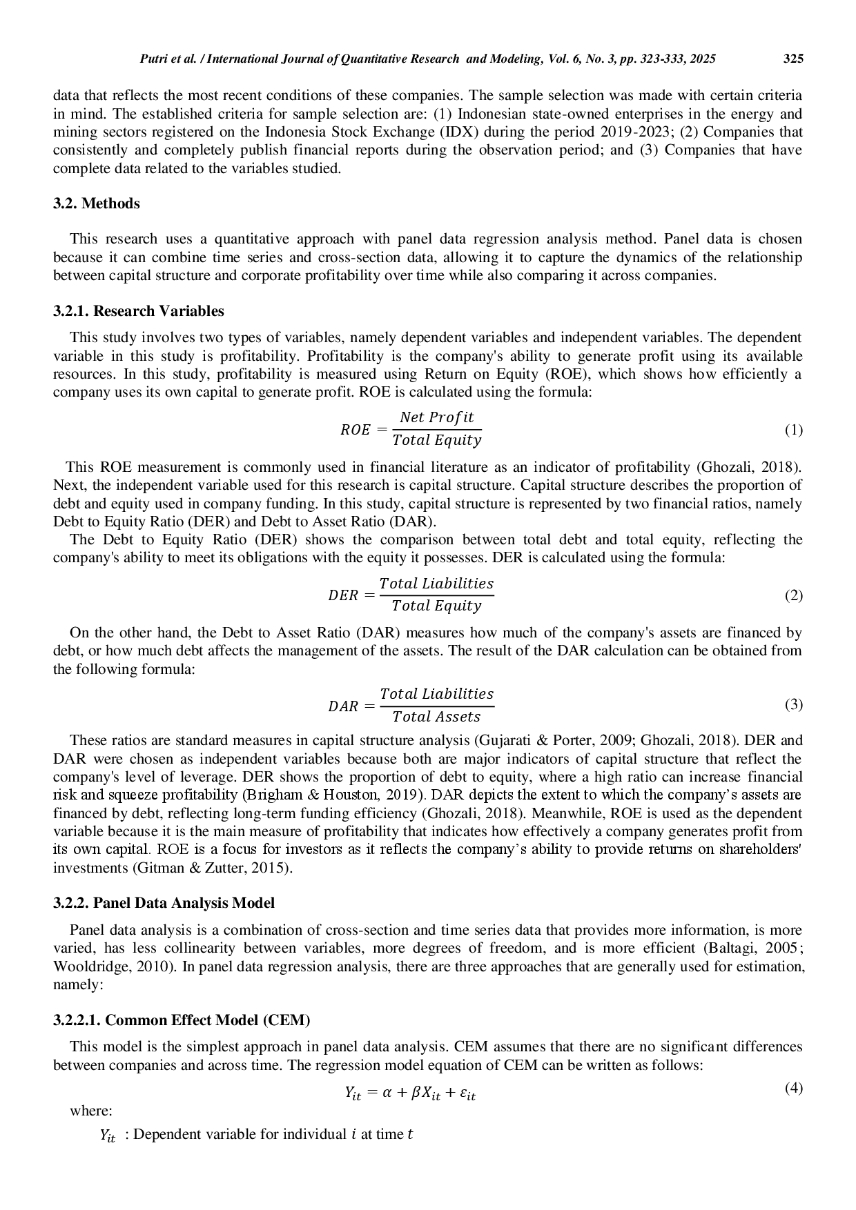 juris The Influence of Capital Structure on Profitability Panel Regression Analysis of Indonesian State Owned Enterprises in the Energy and Mining Sector from 2019 to 2023