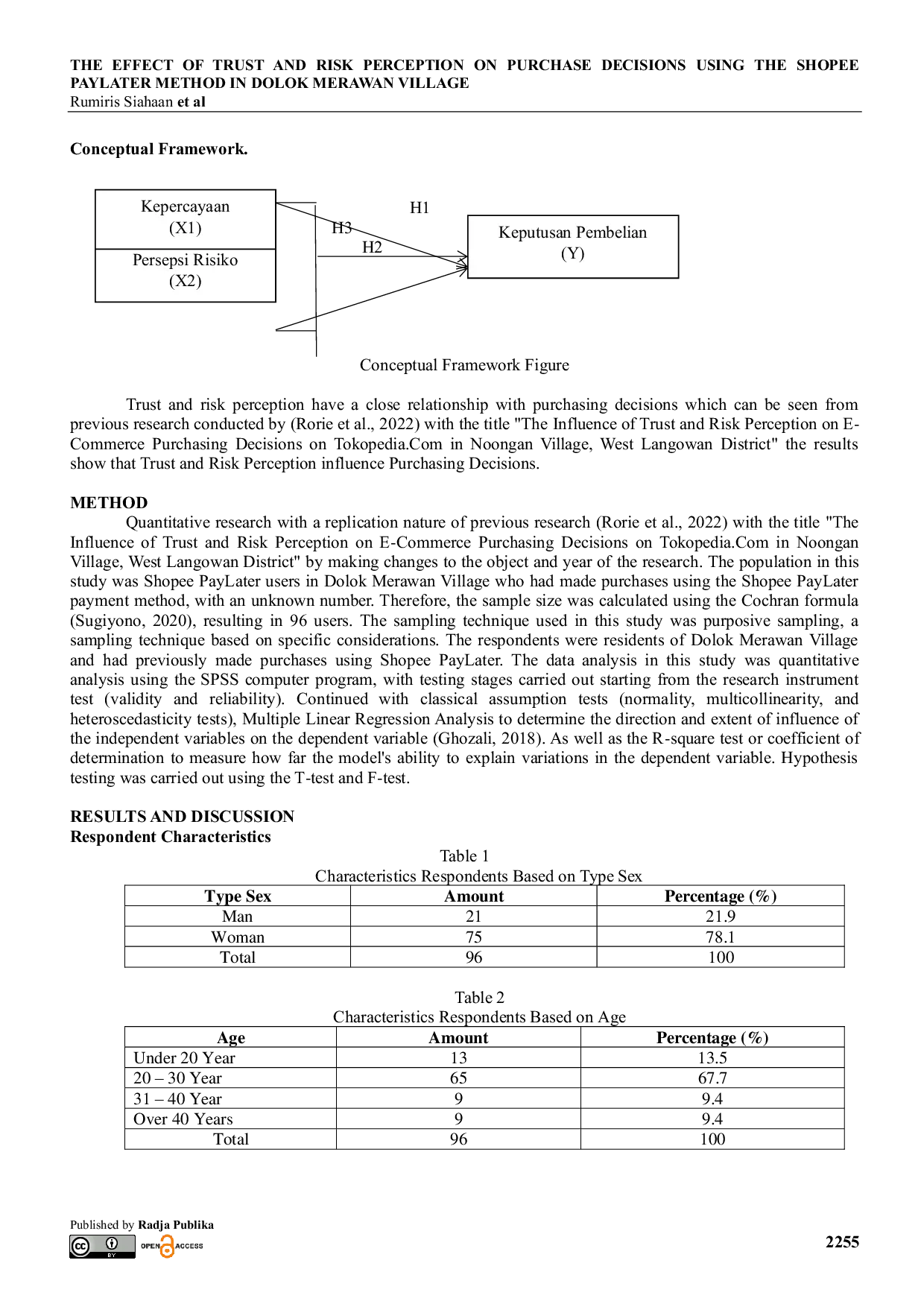 JURIS The Effect of Trust and Risk Perception on Purchase Decisions Using the Shopee PayLater Method in Dolok Merawan Village